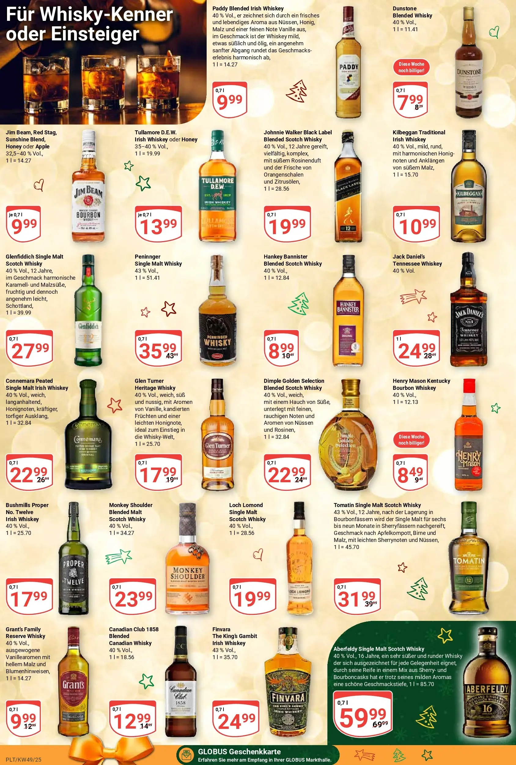 Globus prospekt Plattling	 (ab 01.12.2025) » Angebote online | Seite: 20 | Produkte: Jim beam, Jack Daniel's, Bourbon, Johnnie walker