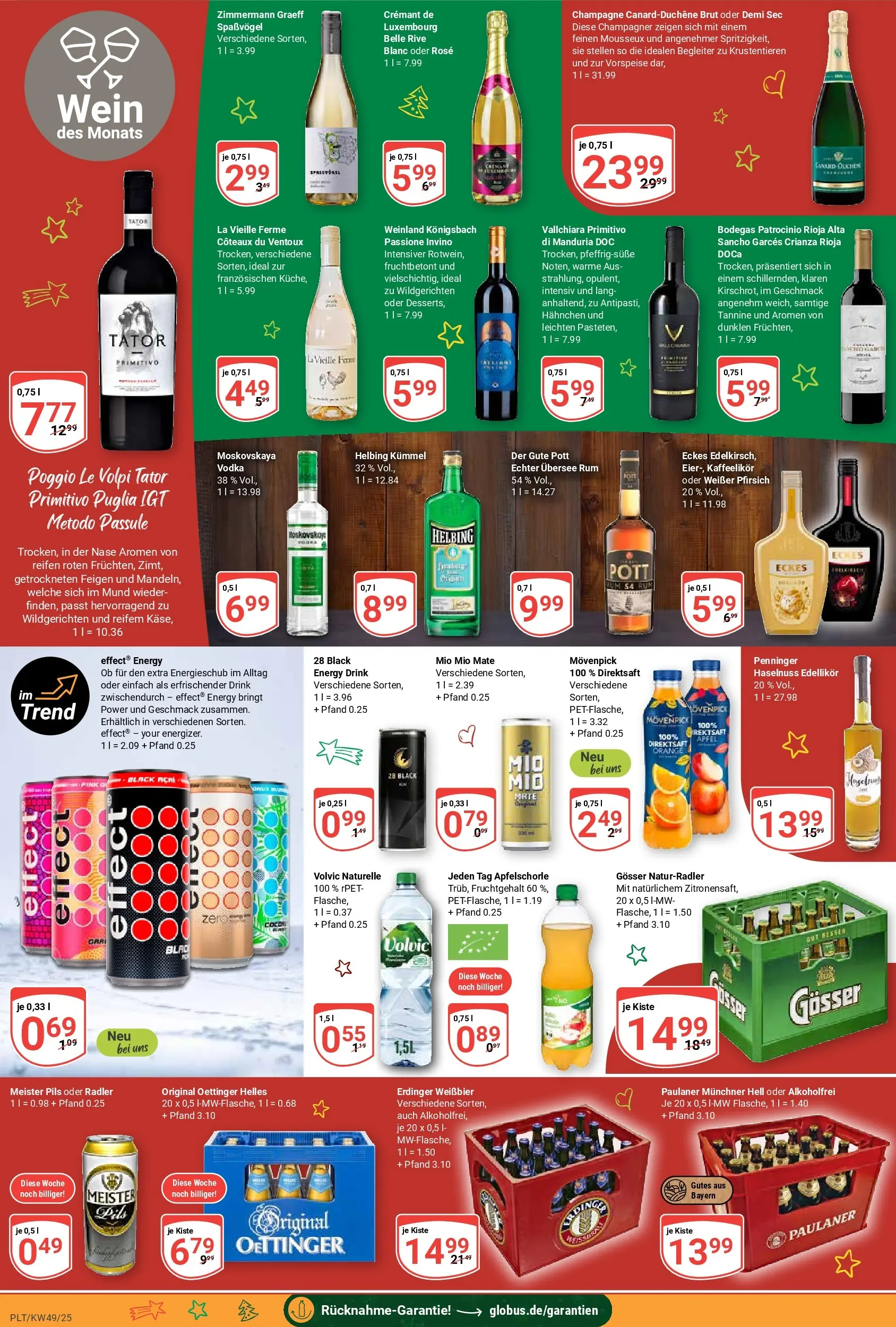 Globus prospekt Plattling	 (ab 01.12.2025) » Angebote online | Seite: 21 | Produkte: Hahnchen, Erdinger, Äpfel, Mio mio mate