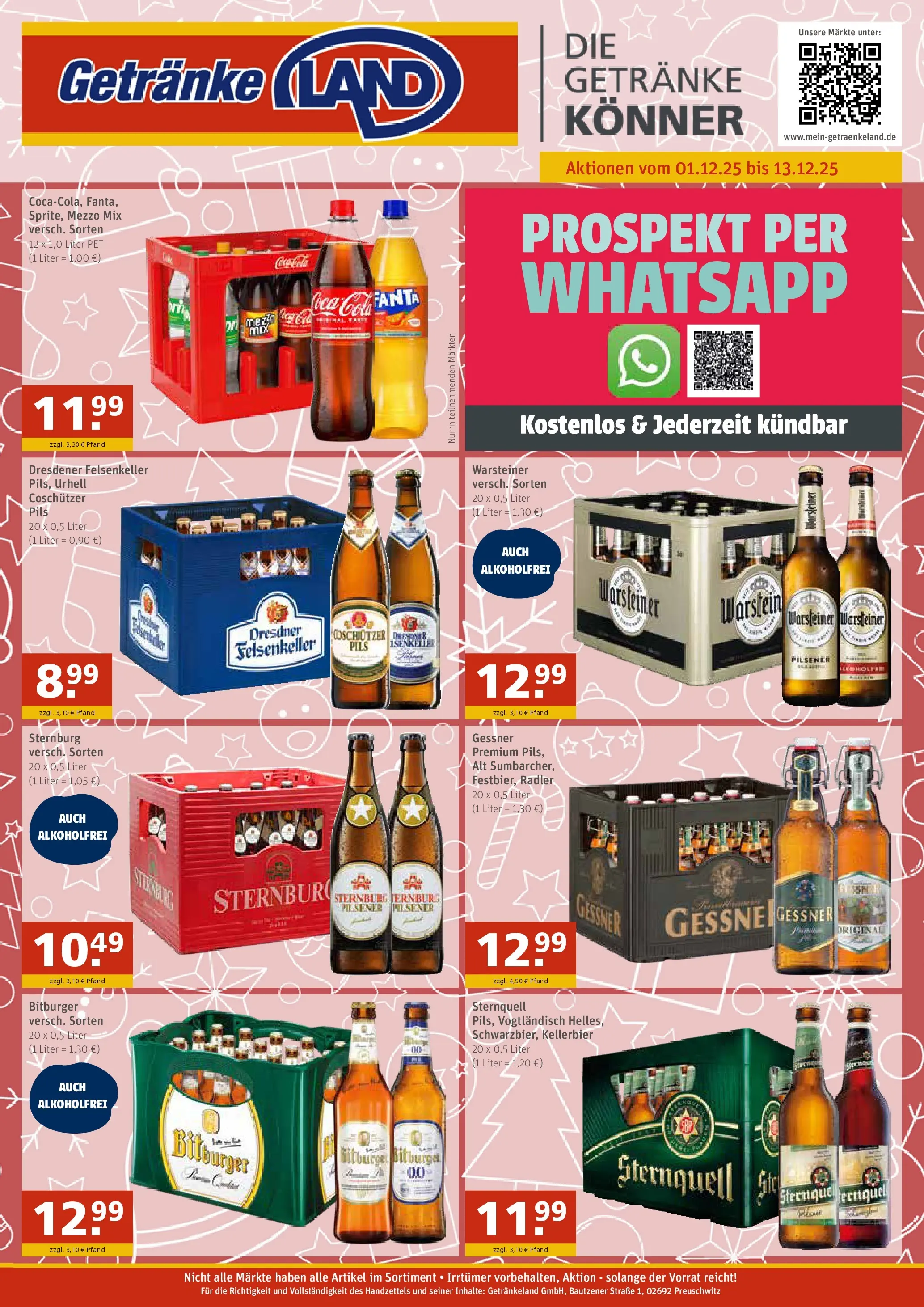 Entdecke - GetränkeLand Mayer: Getränkeangebote (ab 30.11.2025) zum Blättern | Seite: 1 | Produkte: Bitburger, Mezzo mix, Pils, Warsteiner