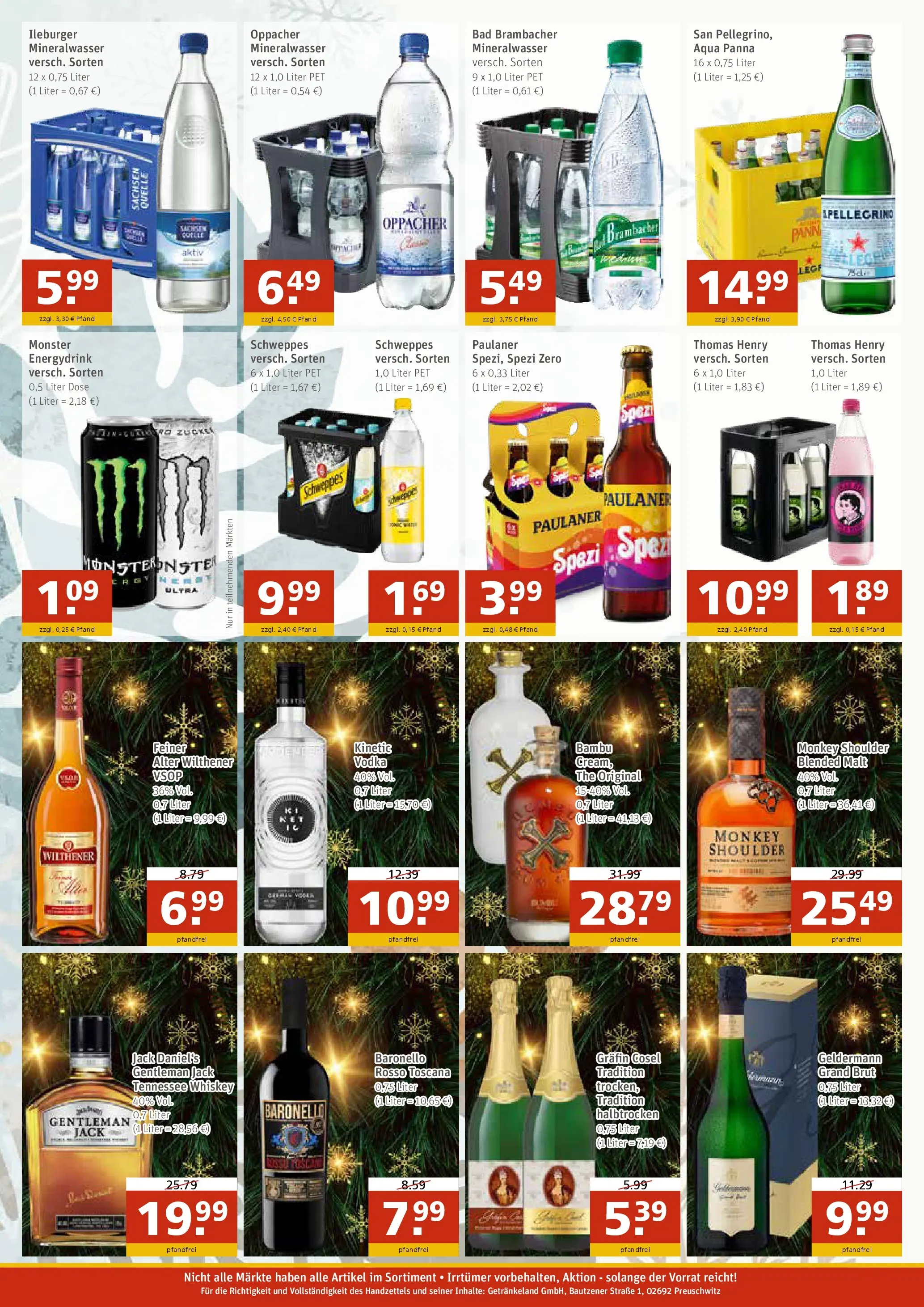 Entdecke - GetränkeLand Mayer: Getränkeangebote (ab 14.12.2025) zum Blättern | Seite: 4 | Produkte: Bad, Jack Daniel's, Schweppes, Paulaner