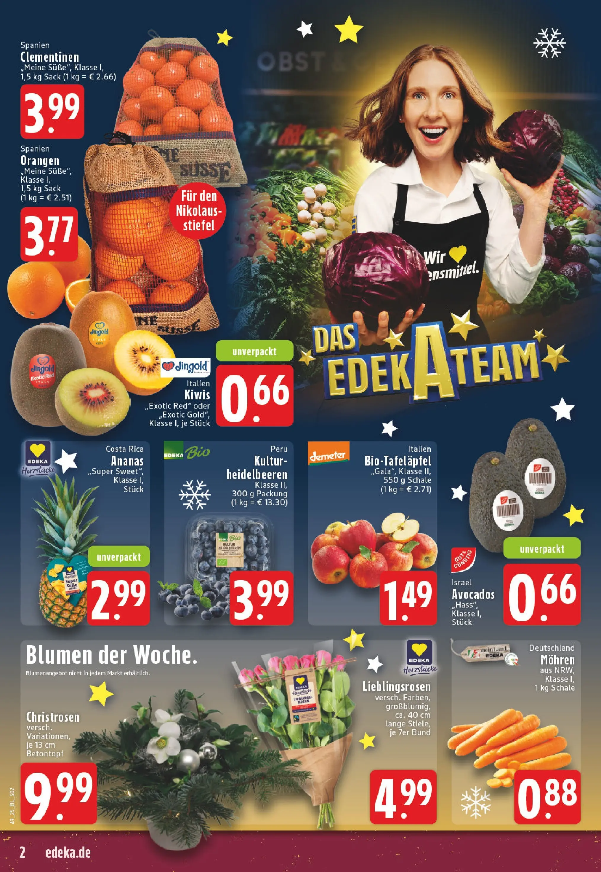 Edeka prospekt Vreden	 (ab 01.12.2025) » Angebote Online | Seite: 2 | Produkte: Blumen, Mohren, Avocado, Obst