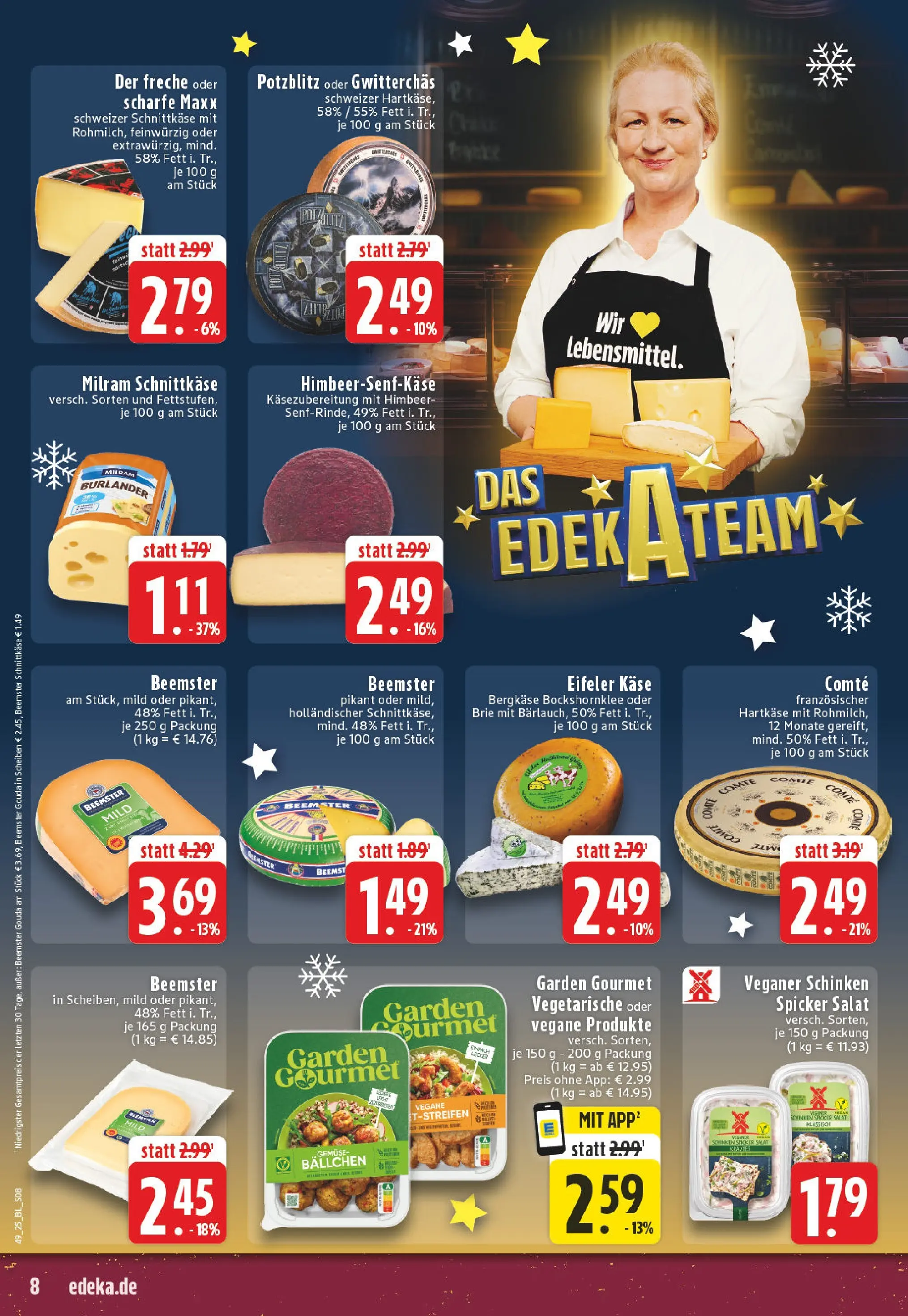 Edeka prospekt Vreden	 (ab 01.12.2025) » Angebote Online | Seite: 8 | Produkte: Käse, Gouda, Milram, Schinken