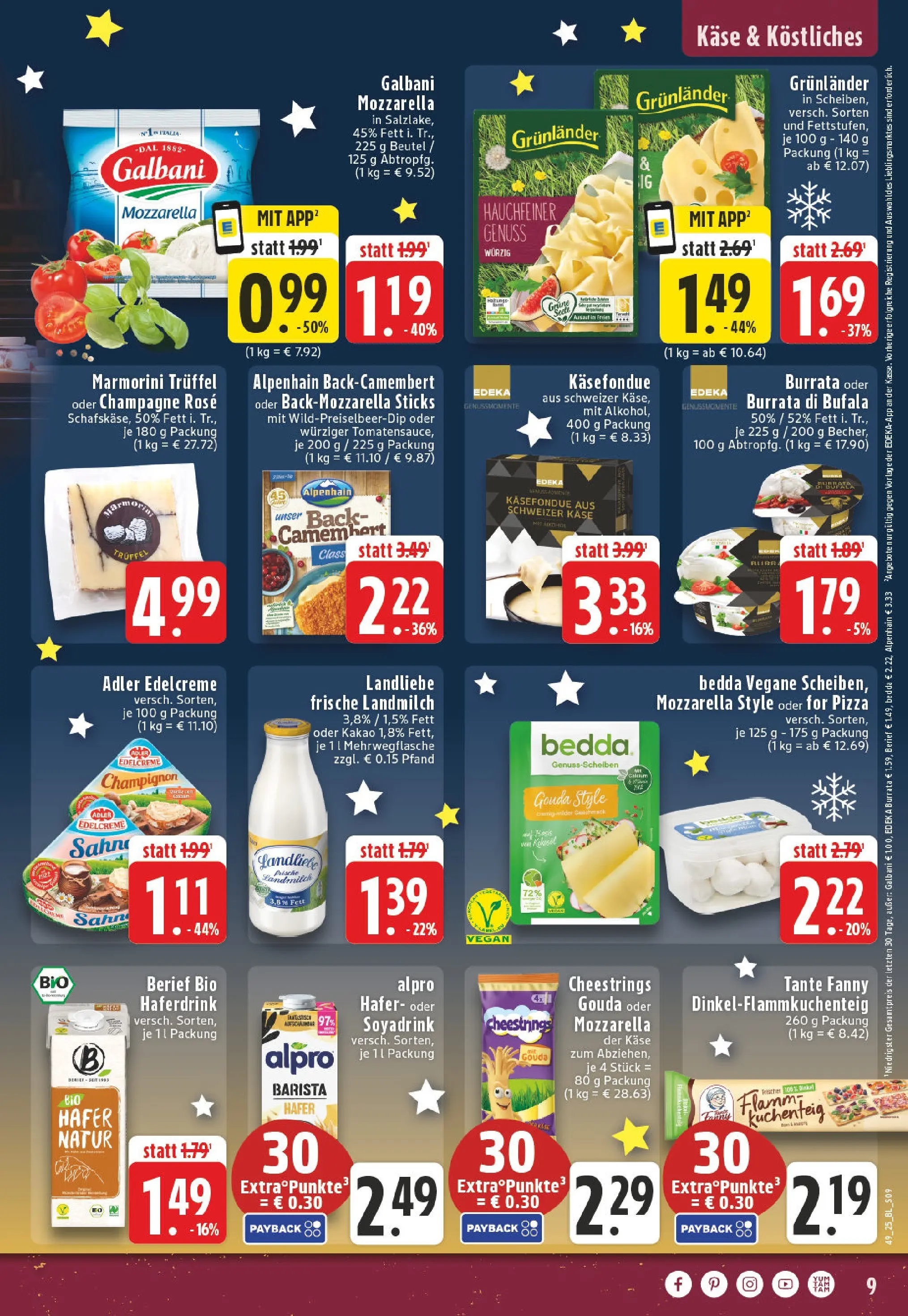 Edeka prospekt Vreden	 (ab 01.12.2025) » Angebote Online | Seite: 9 | Produkte: Käse, Haferdrink, Burrata, Alpro