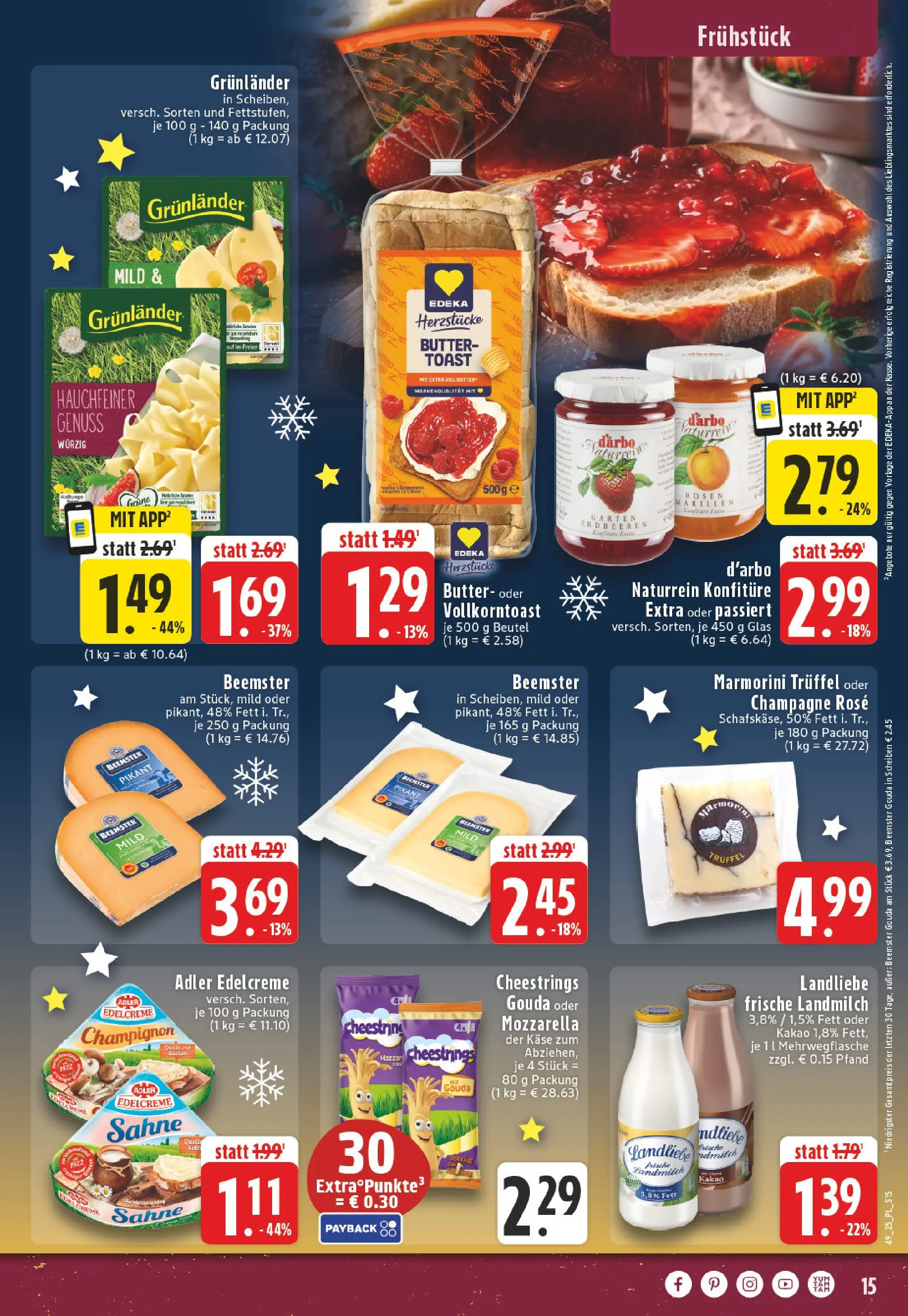 Edeka prospekt Bocholt - Holtwick	 (ab 01.12.2025) » Angebote Online | Seite: 15 | Produkte: Butter, Mozzarella, Gouda, Erdbeeren