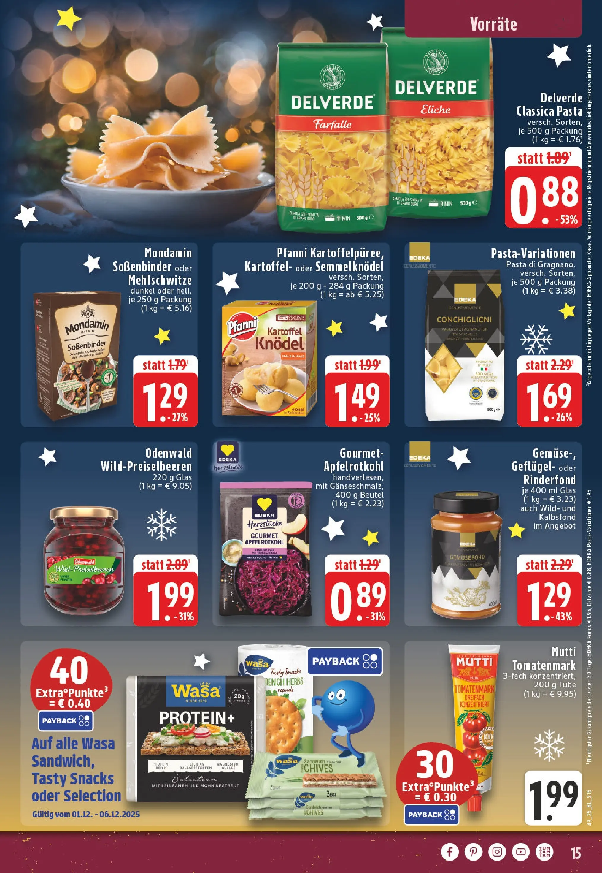 Edeka prospekt Vreden	 (ab 01.12.2025) » Angebote Online | Seite: 15 | Produkte: Gemüse, Pasta