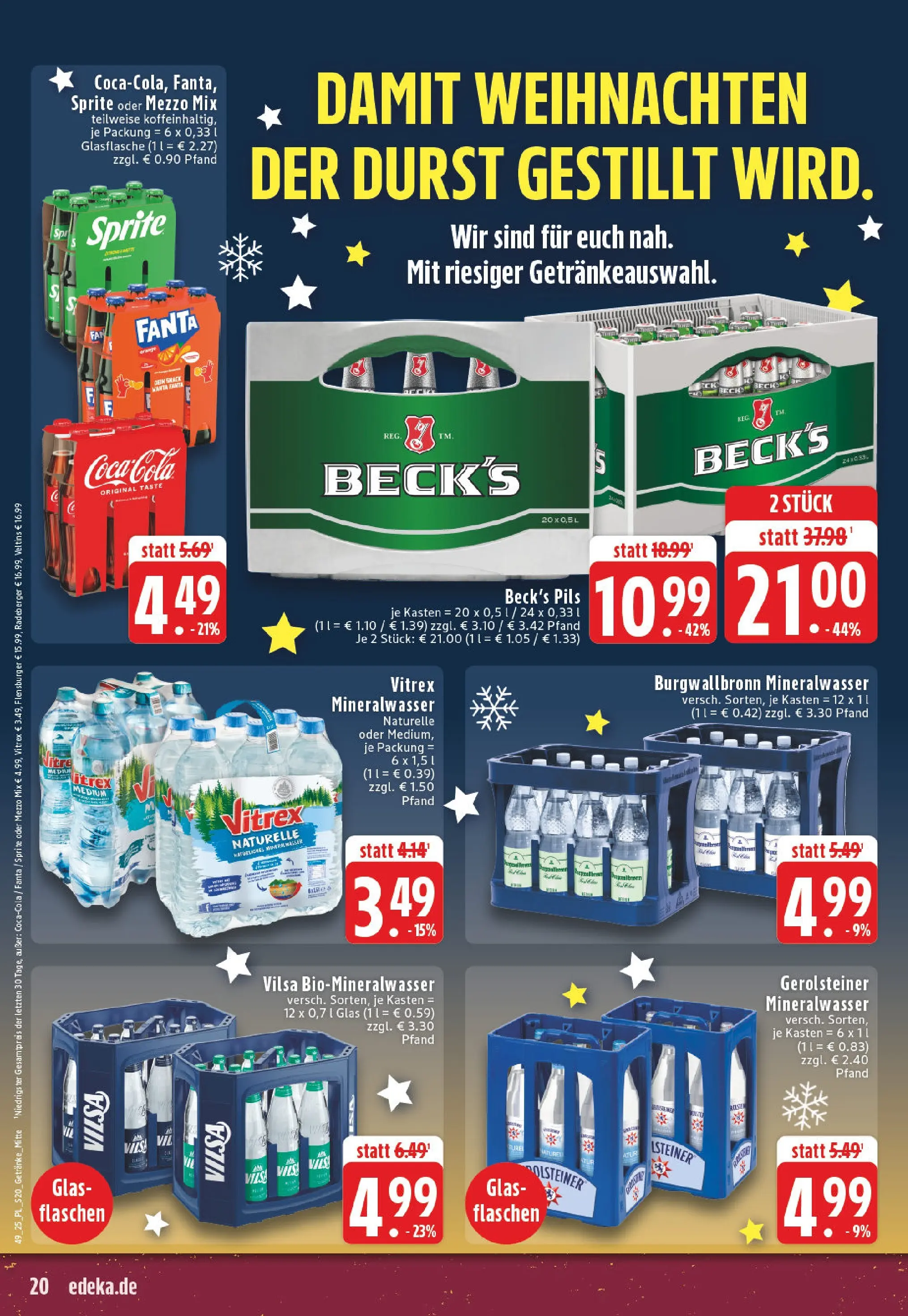 Edeka prospekt Düsseldorf	 (ab 01.12.2025) » Angebote Online | Seite: 20 | Produkte: Sprite, Wasser, Oder mezzo mix, Veltins