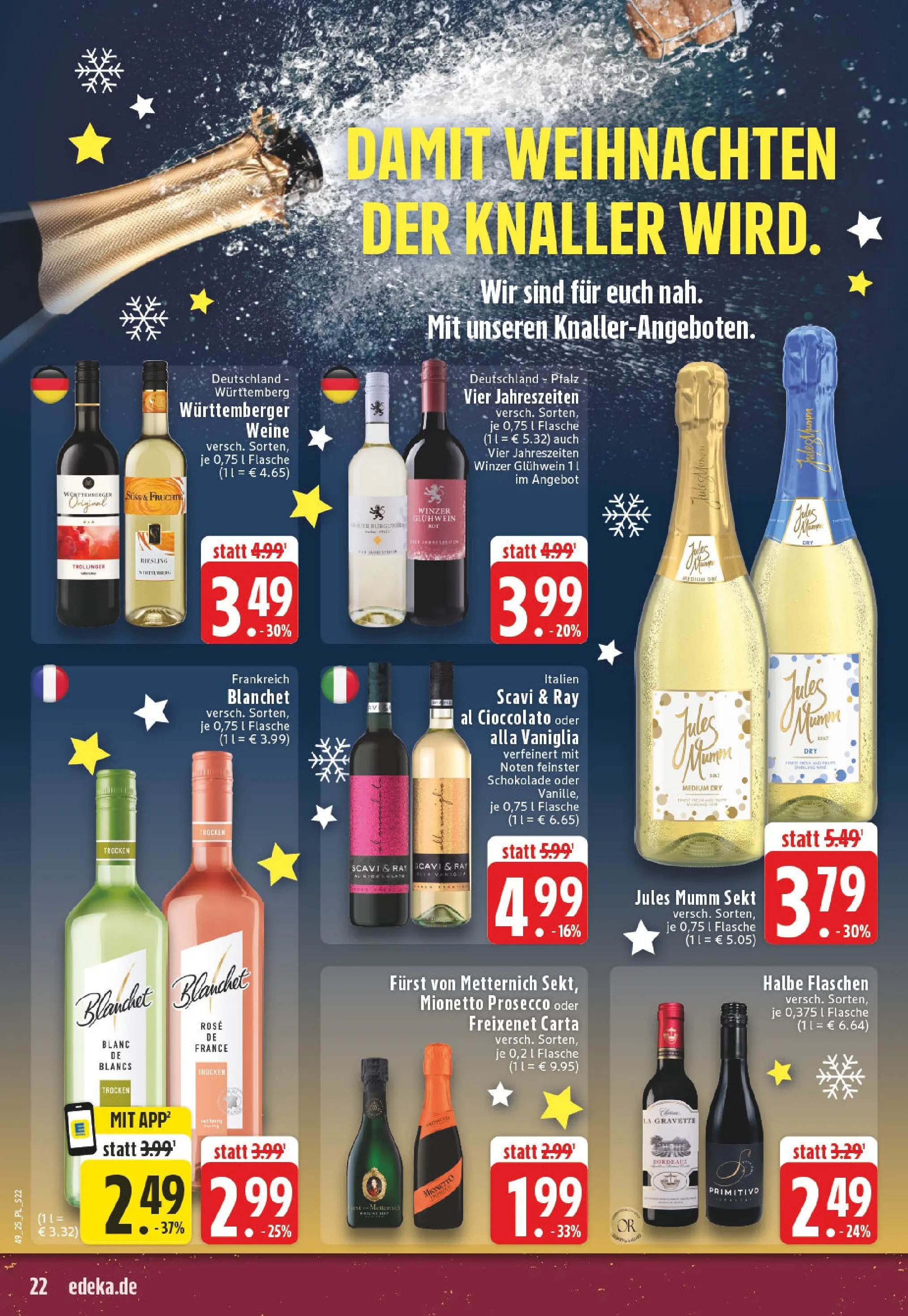 Edeka prospekt Bocholt - Holtwick	 (ab 01.12.2025) » Angebote Online | Seite: 22 | Produkte: Mumm sekt, Furst von metternich, Freixenet, Schokolade