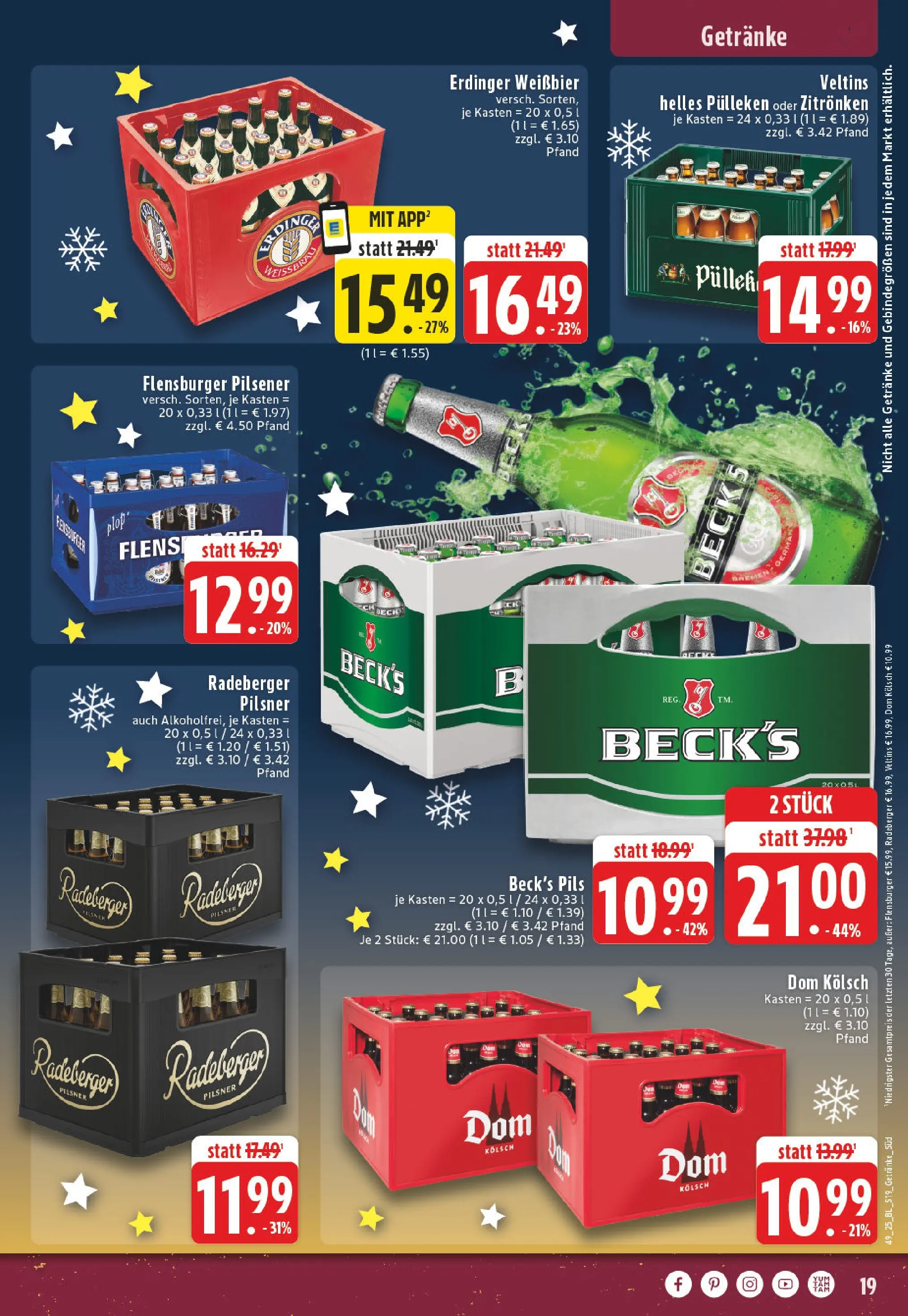 Edeka prospekt Herzogenrath	 (ab 01.12.2025) » Angebote Online | Seite: 19 | Produkte: Erdinger, Weißbier, Pils, Flensburger