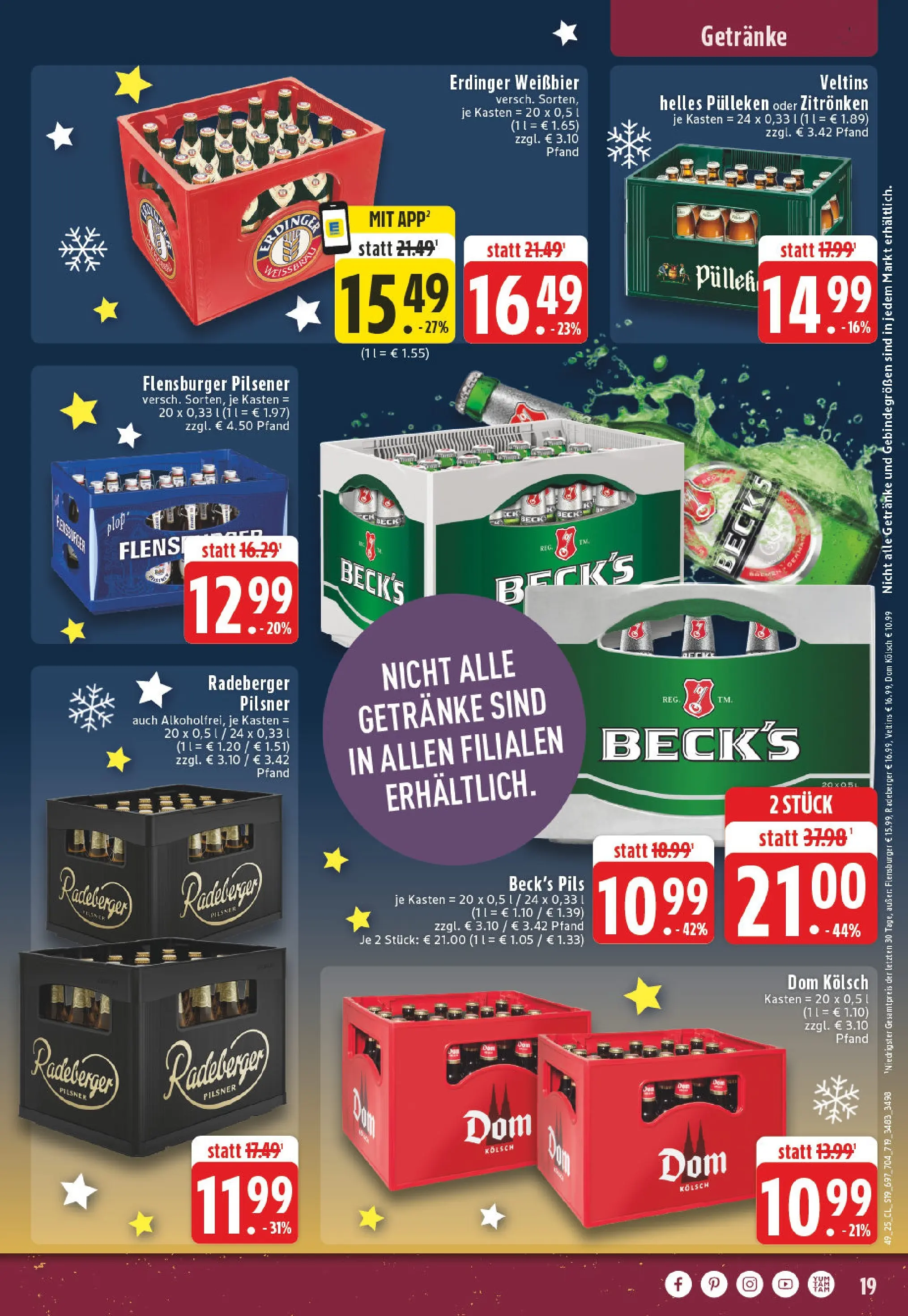 Edeka prospekt Alfter	 (ab 01.12.2025) » Angebote Online | Seite: 19 | Produkte: Erdinger, Weißbier, Radeberger pilsner, Veltins