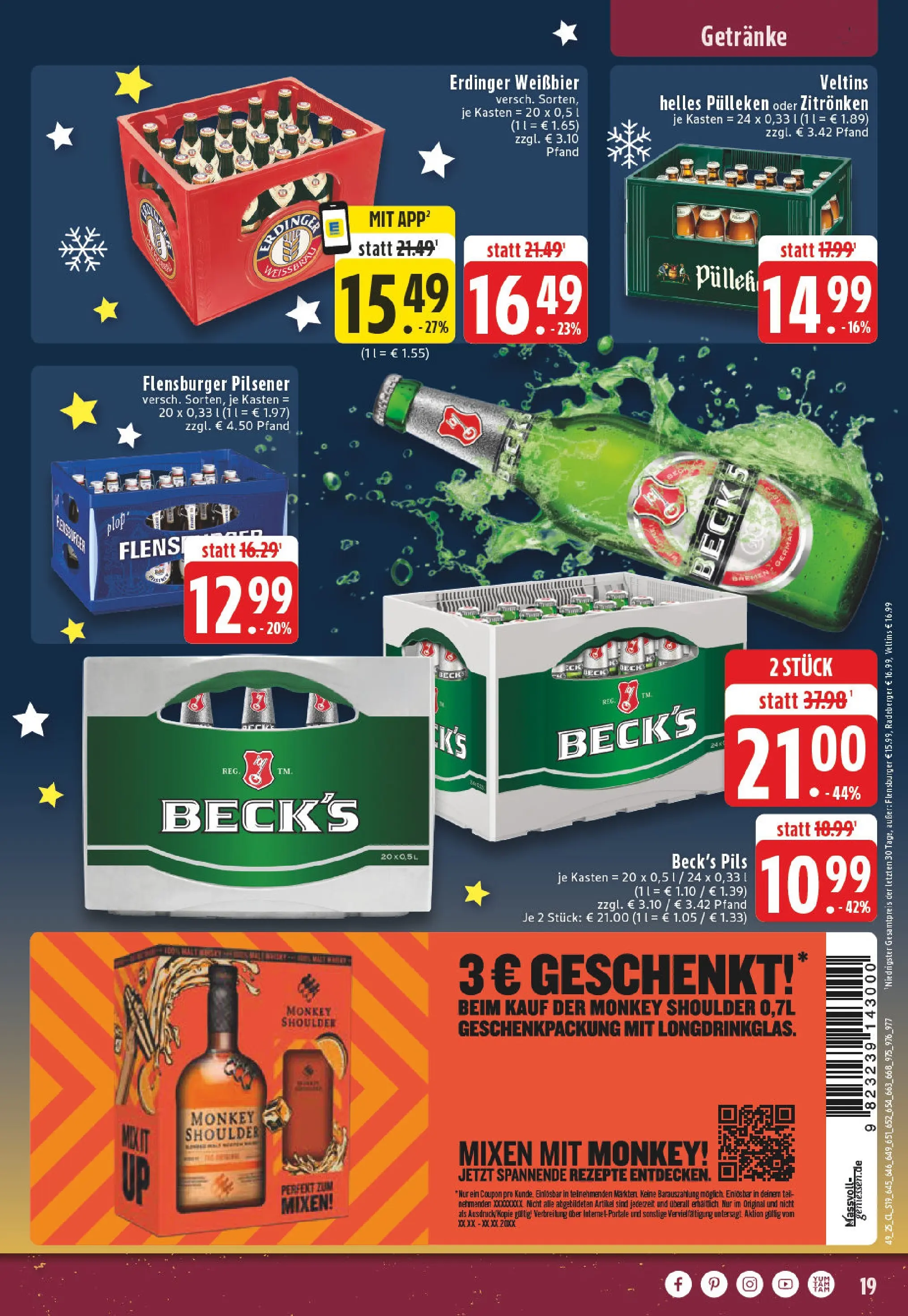 Edeka prospekt Duisburg Homberg-Hochheide	 (ab 01.12.2025) » Angebote Online | Seite: 19 | Produkte: Erdinger, Pils, Flensburger, Veltins