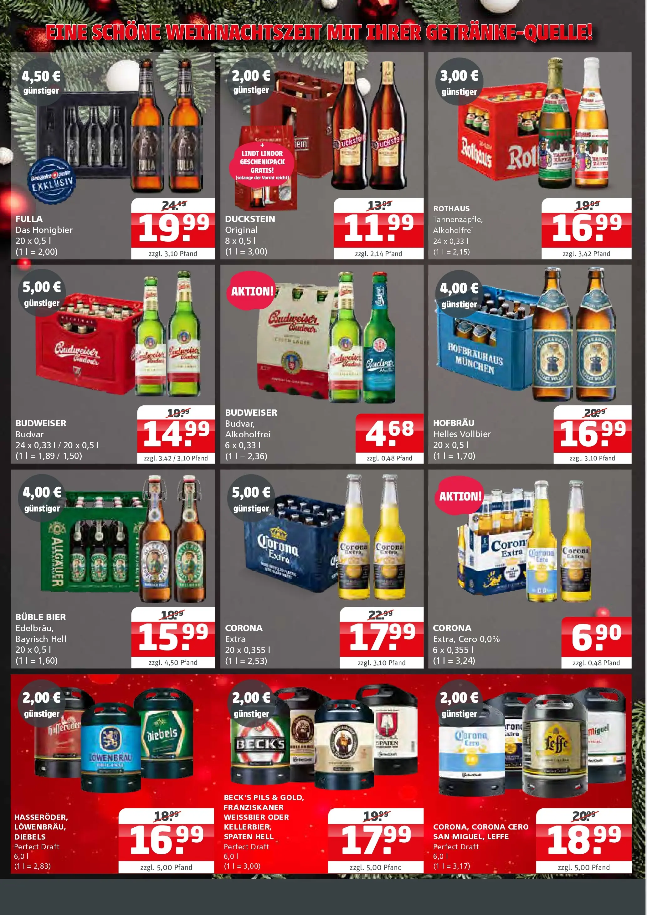 Entdecke - Getränke Quelle: Getränkeangebote (ab 14.12.2025) zum Blättern | Seite: 3 | Produkte: Pils, Diebels, Budweiser, Lindt