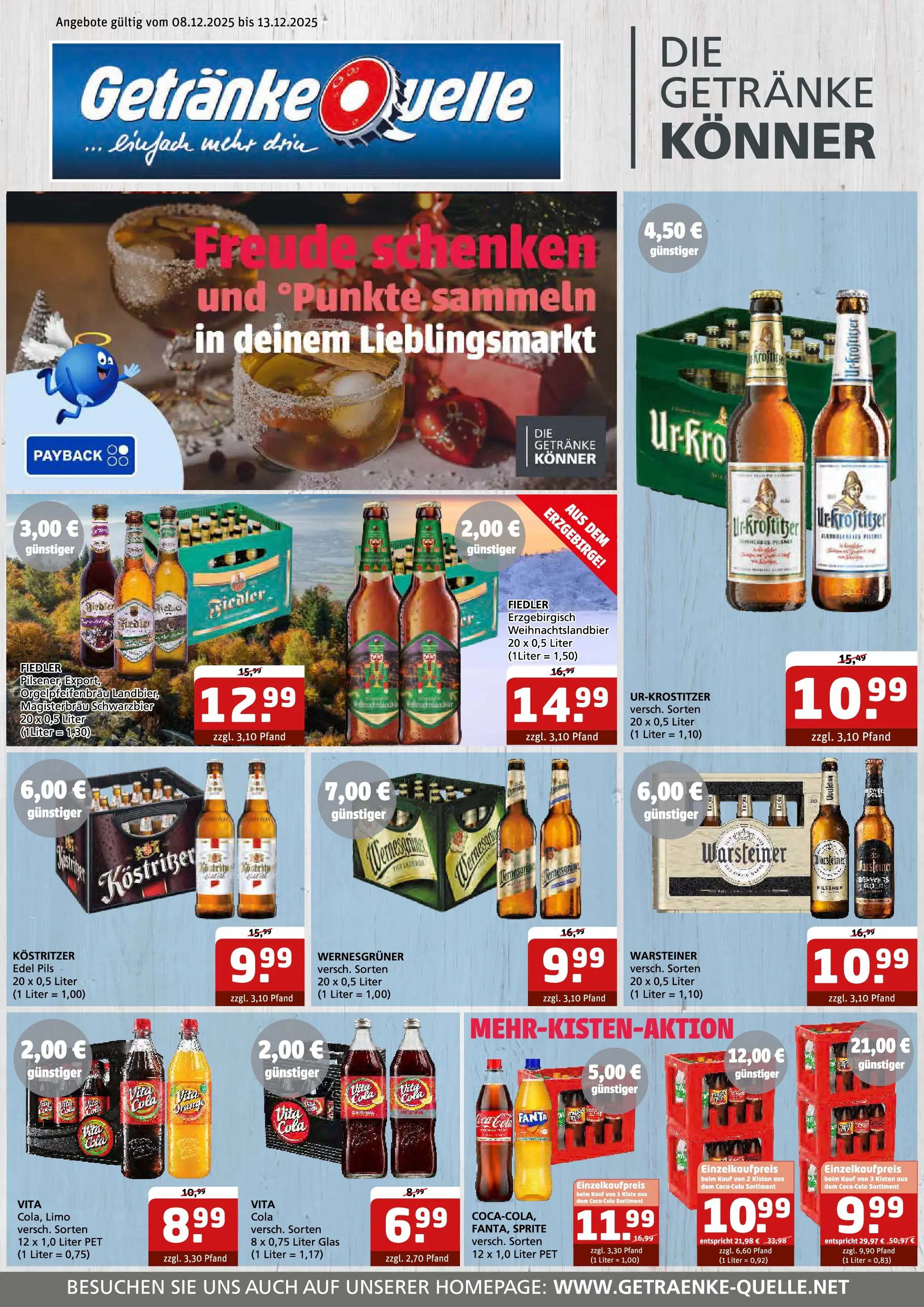 Entdecke - Getränke Quelle: Getränkeangebote (ab 07.12.2025) zum Blättern | Seite: 1 | Produkte: Kostritzer, Pils, Wernesgruner, Warsteiner
