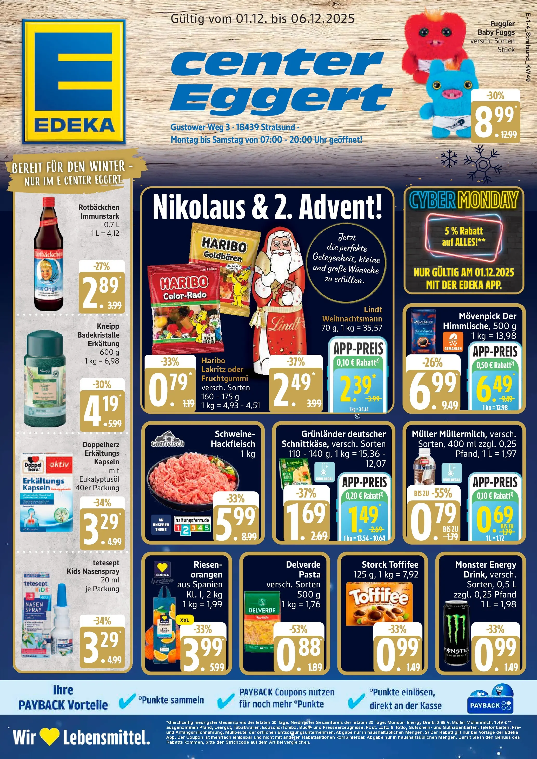 Edeka prospekt Stralsund	 (ab 30.11.2025) » Angebote Online | Seite: 1 | Produkte: Haribo, Theke, Monster, Müllermilch