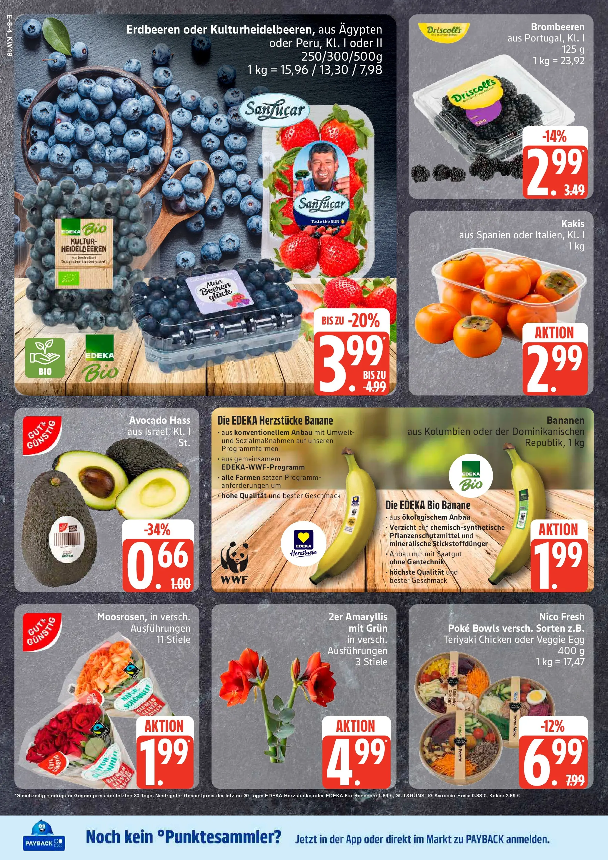 Edeka prospekt Rostock	 (ab 30.11.2025) » Angebote Online | Seite: 8 | Produkte: Blumen, Bananen, Heidelbeeren, Avocado