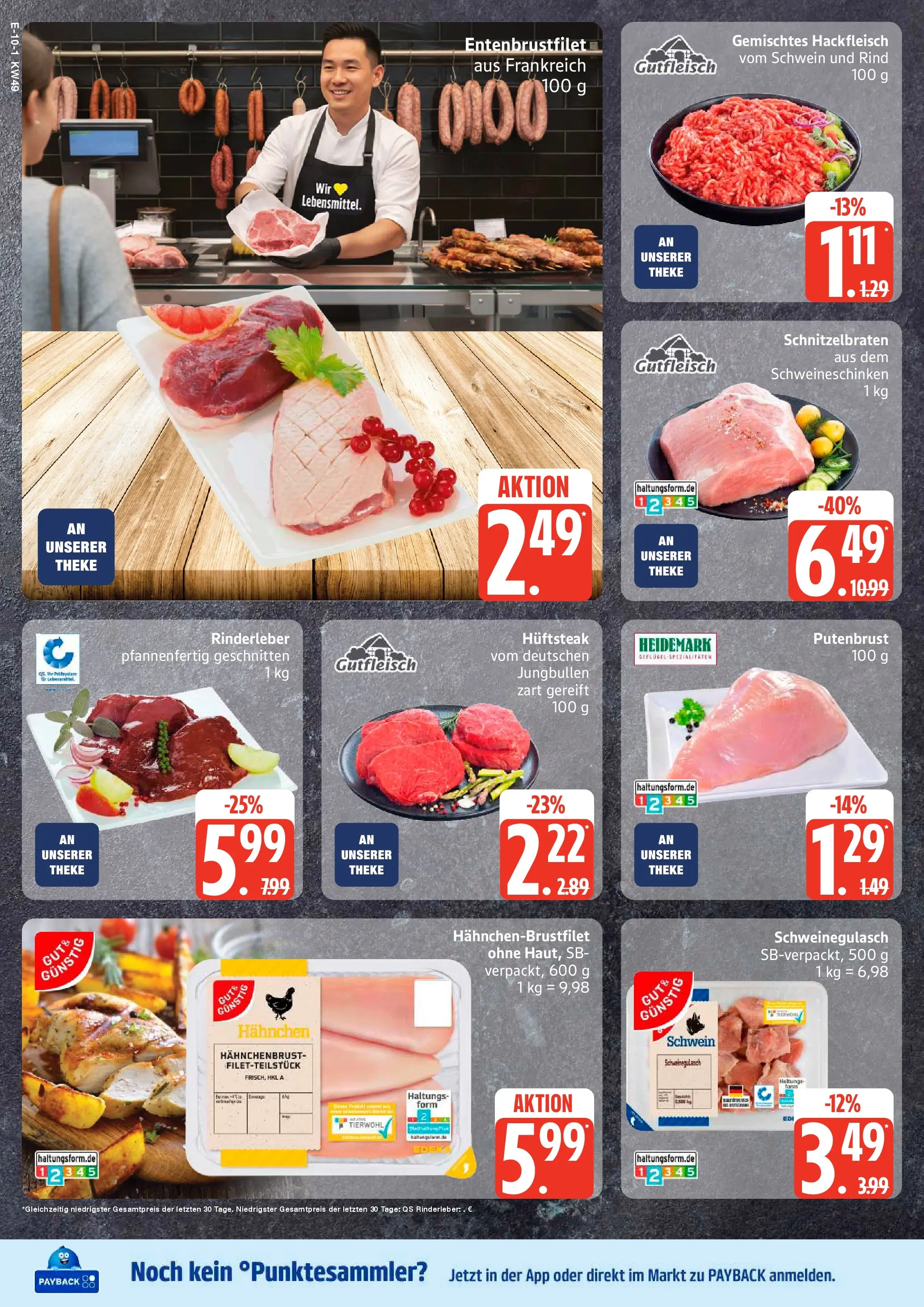 Edeka prospekt Neu Wulmstorf	 (ab 30.11.2025) » Angebote Online | Seite: 10 | Produkte: Schweinegulasch, Hahnchen, Steak, Hackfleisch