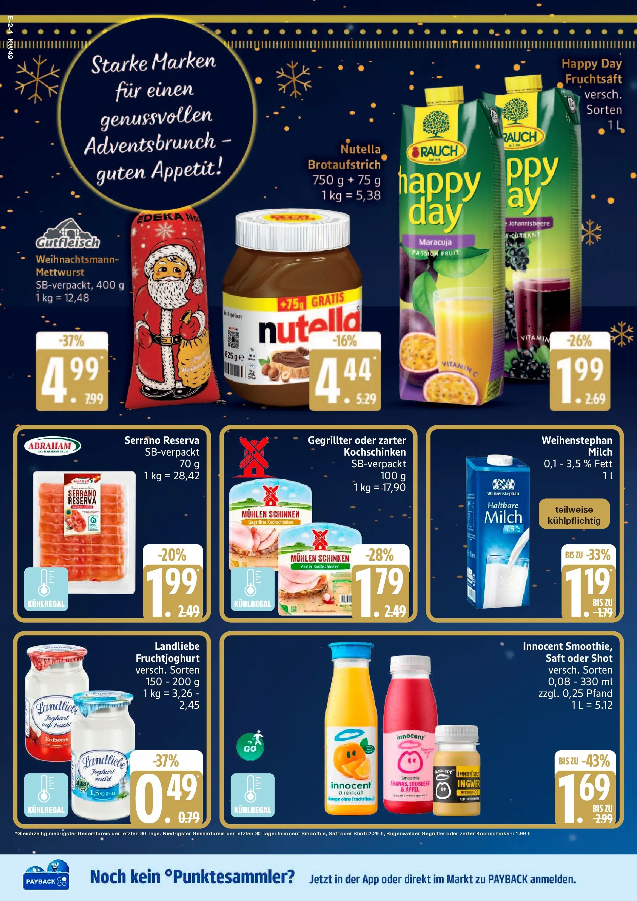 Edeka prospekt Ratzeburg	 (ab 01.12.2025) » Angebote Online | Seite: 2 | Produkte: Milch, Fruchtjoghurt, Nutella, Saft