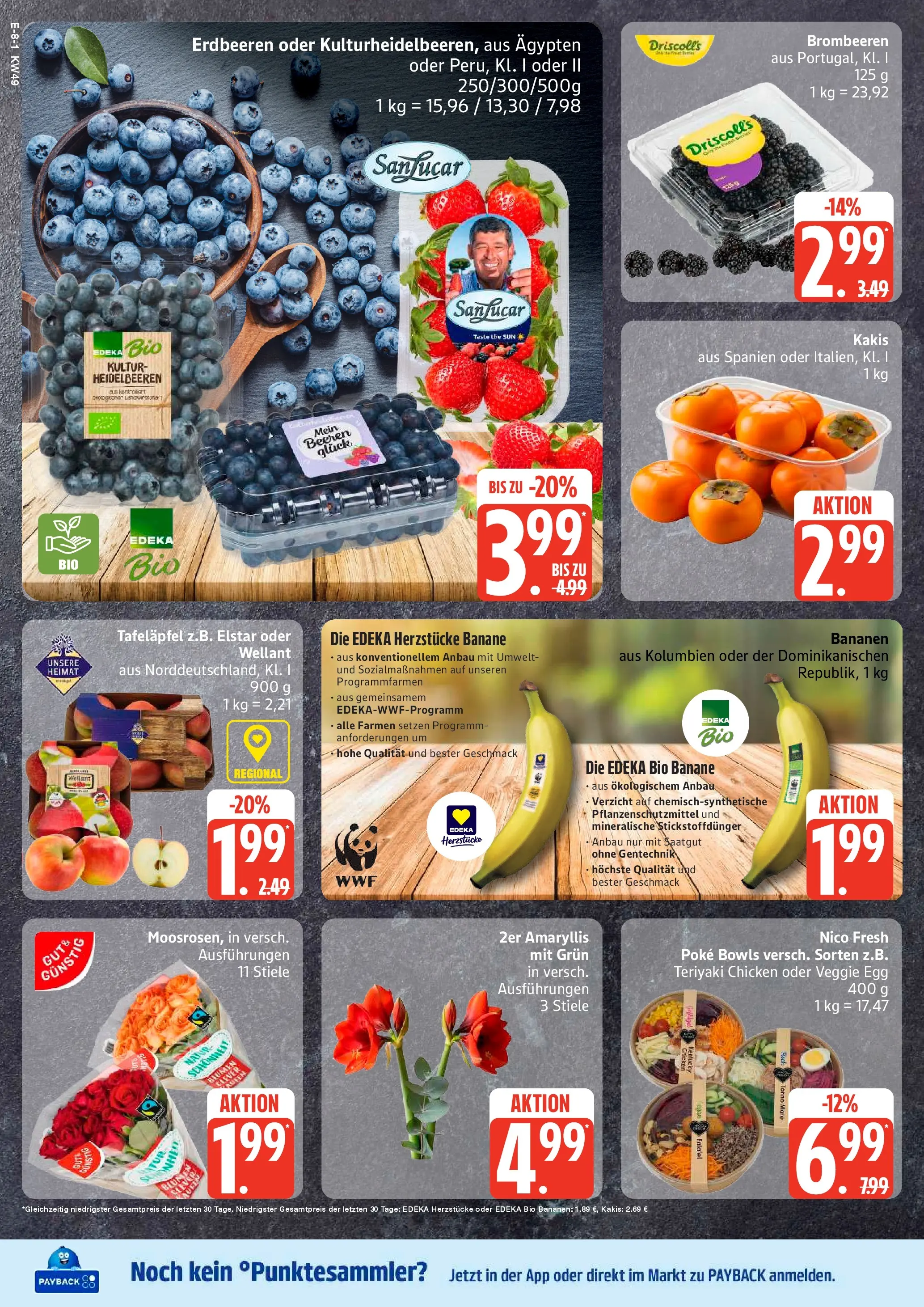Edeka prospekt Ratzeburg	 (ab 01.12.2025) » Angebote Online | Seite: 8 | Produkte: Blumen, Bananen, Heidelbeeren, Erdbeeren