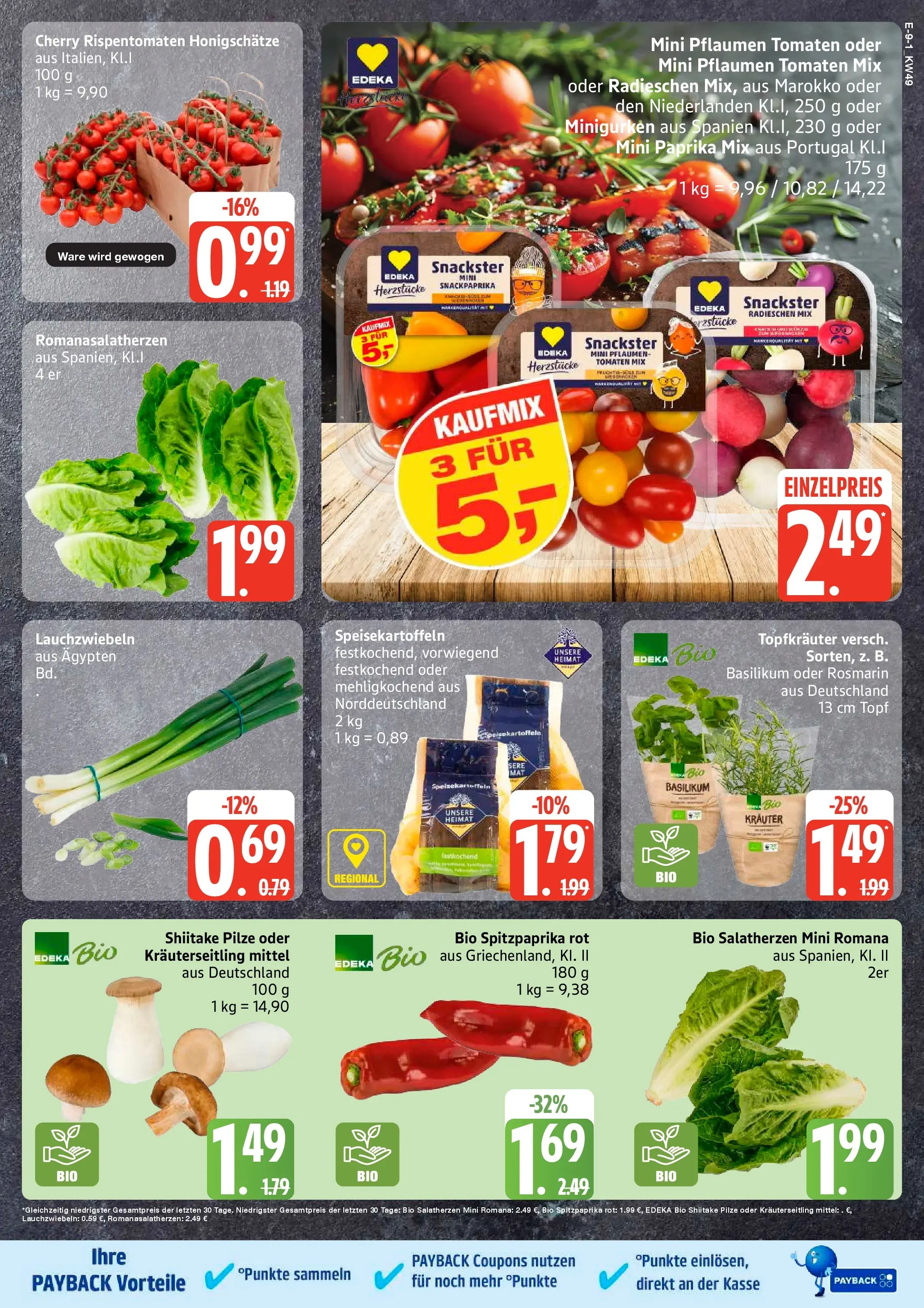 Edeka prospekt Ratzeburg	 (ab 01.12.2025) » Angebote Online | Seite: 9 | Produkte: Pflaumen, Tomaten, Paprika