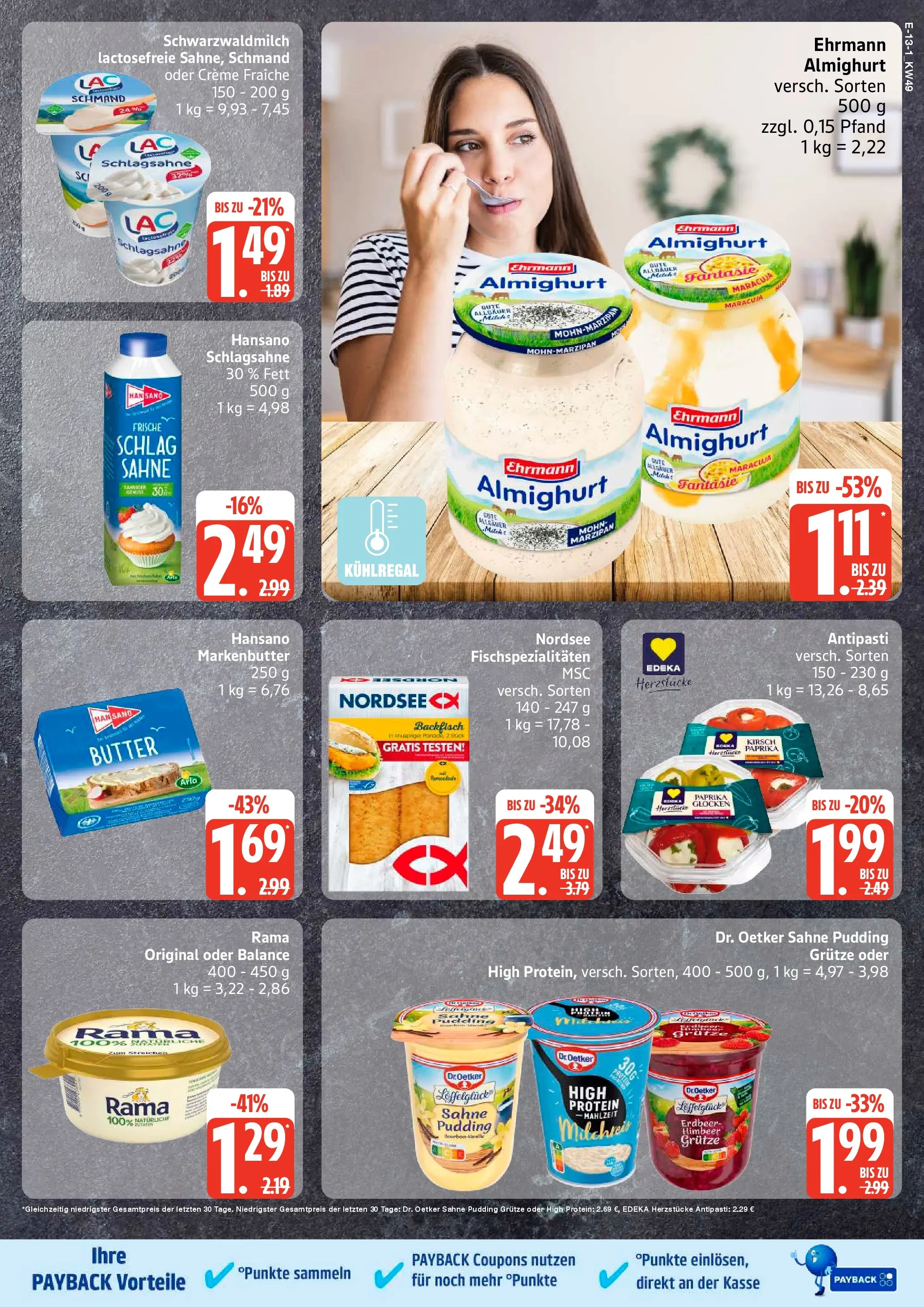 Edeka prospekt Ratzeburg	 (ab 01.12.2025) » Angebote Online | Seite: 13 | Produkte: Margarine, Ehrmann almighurt, Butter, Pudding