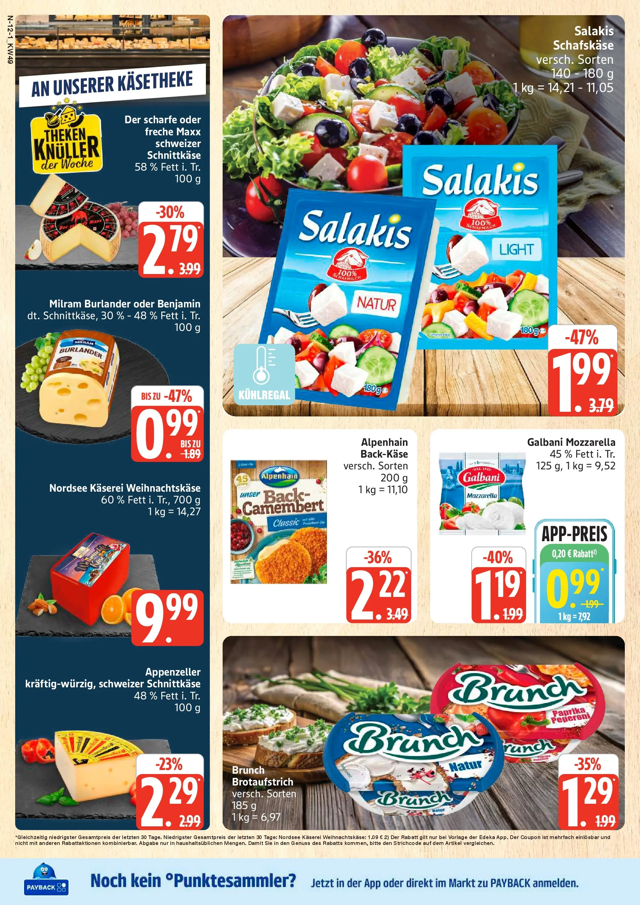 Edeka prospekt Schleswig	 (ab 30.11.2025) » Angebote Online | Seite: 12 | Produkte: Mozzarella, Milram, Salakis, Schafskase