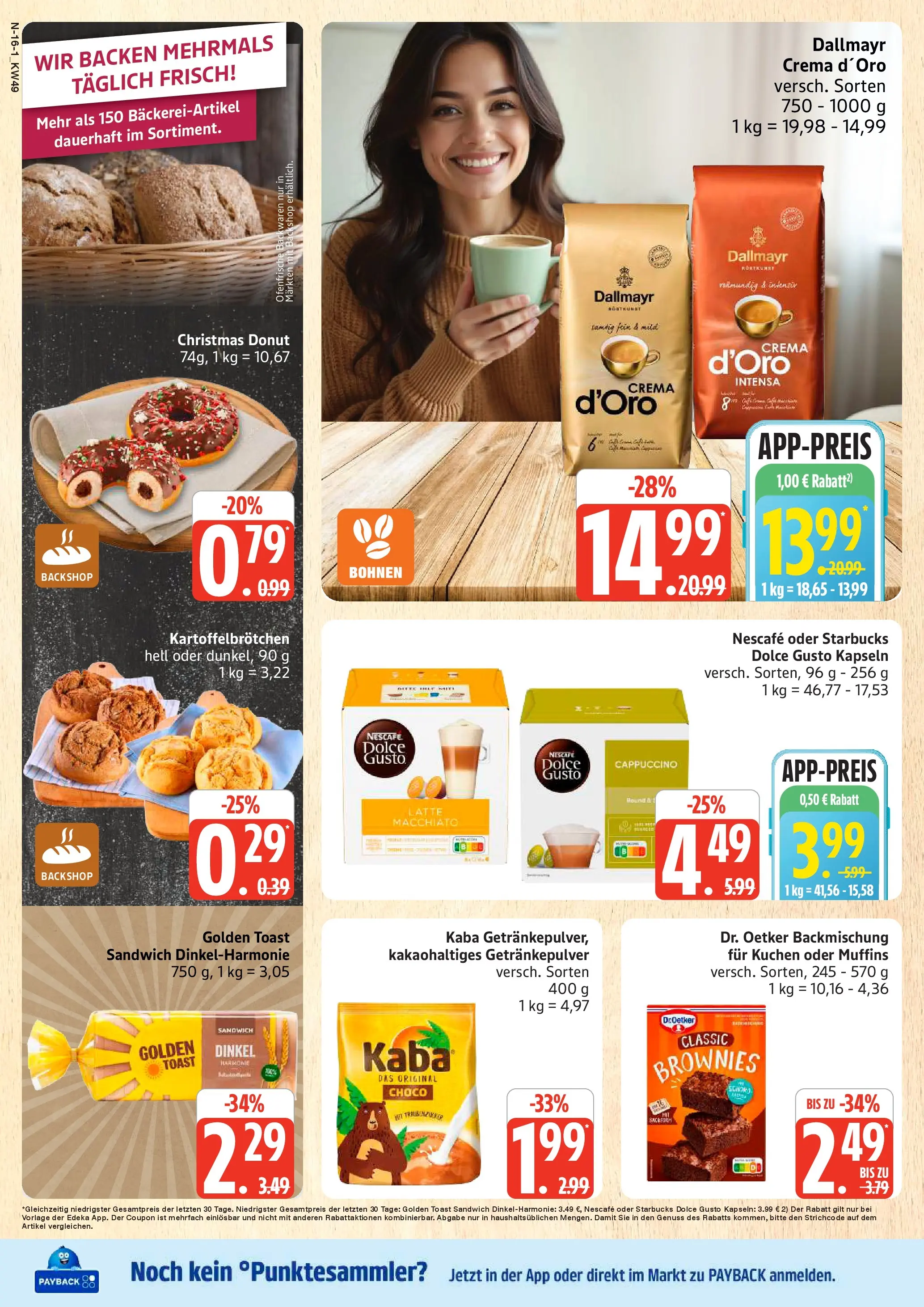 Edeka prospekt Schleswig	 (ab 30.11.2025) » Angebote Online | Seite: 16 | Produkte: Toast, Starbucks, Ofenfrische, Dallmayr