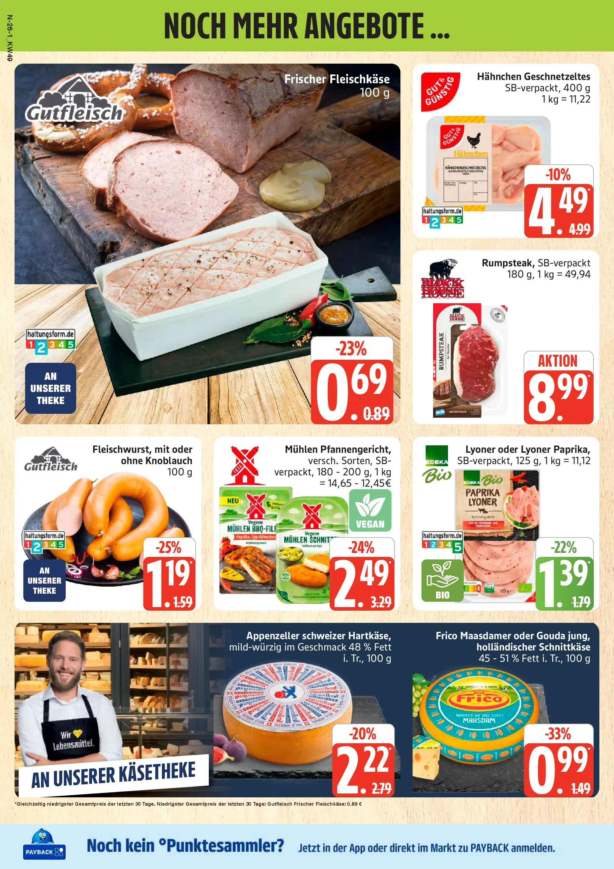 Edeka prospekt Schleswig	 (ab 30.11.2025) » Angebote Online | Seite: 26 | Produkte: Rumpsteak, Hahnchen, Theke, Gouda