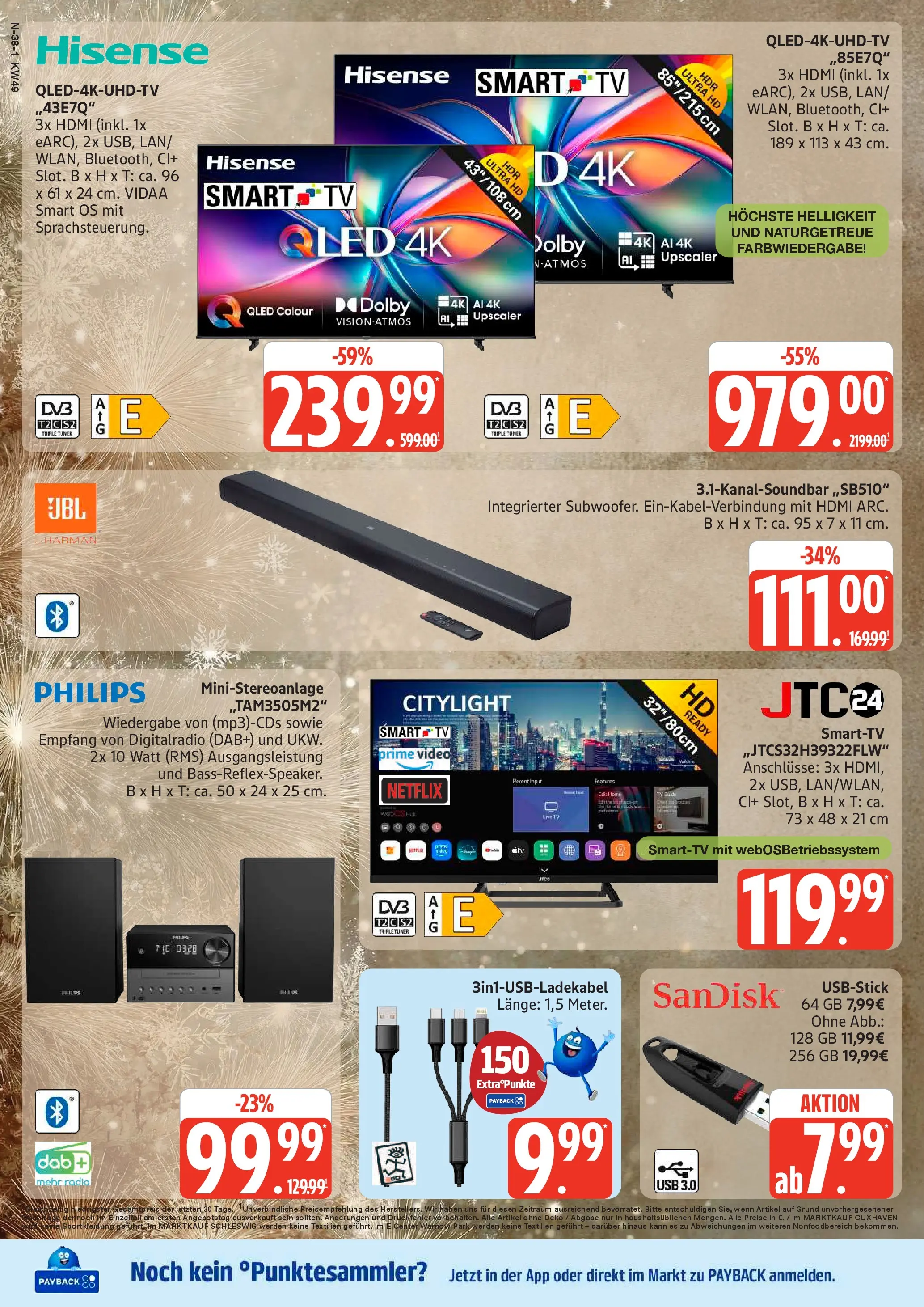 Edeka prospekt Schleswig	 (ab 30.11.2025) » Angebote Online | Seite: 38 | Produkte: Philips, USB, Smart TV, Soundbar