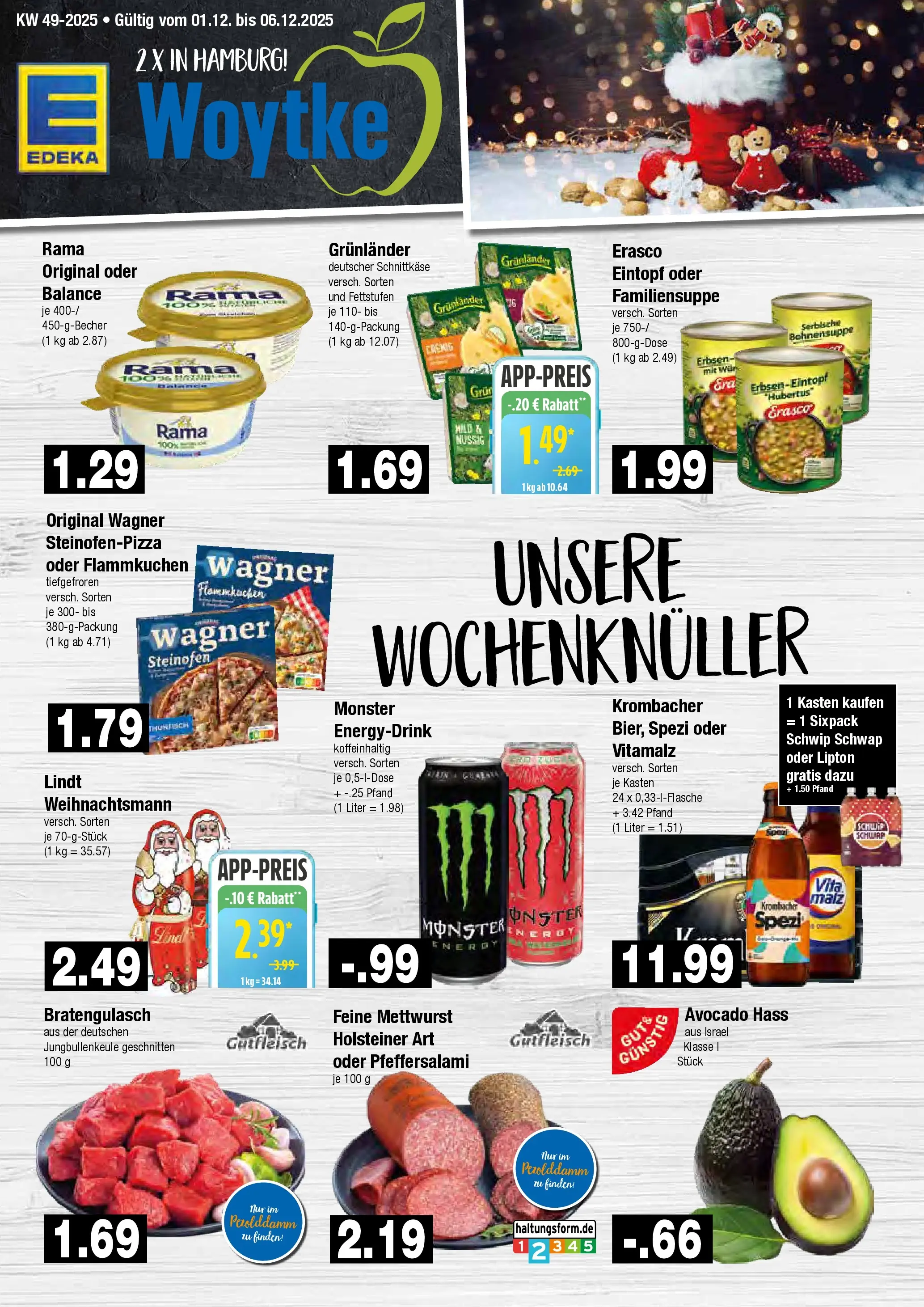 Edeka prospekt Hamburg	 (ab 30.11.2025) » Angebote Online | Seite: 1 | Produkte: Energy, Monster, Grunlander, Lindt