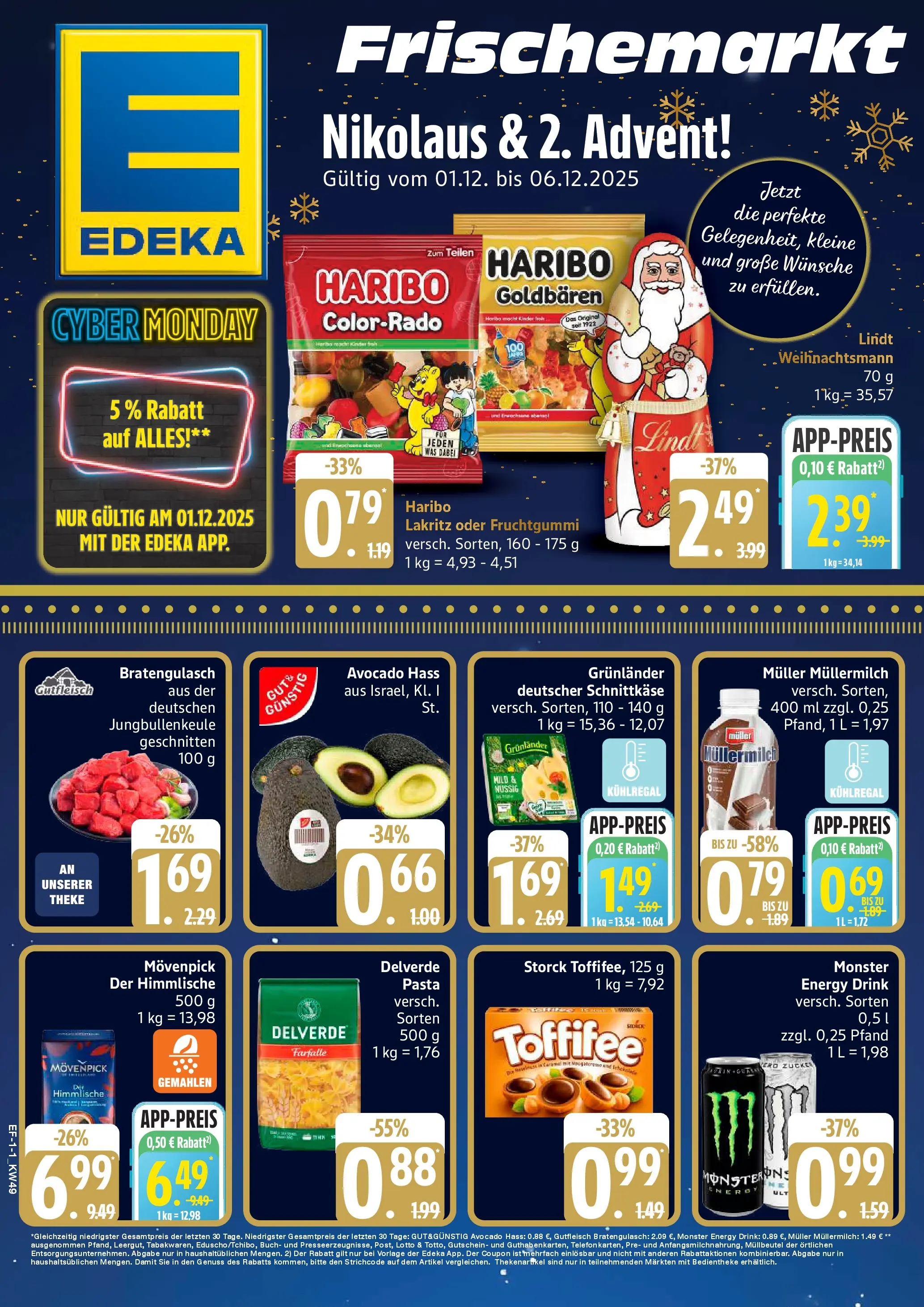 Edeka prospekt Hamburg	 (ab 30.11.2025) » Angebote Online | Seite: 1 | Produkte: Theke, Avocado, Monster, Muller mullermilch