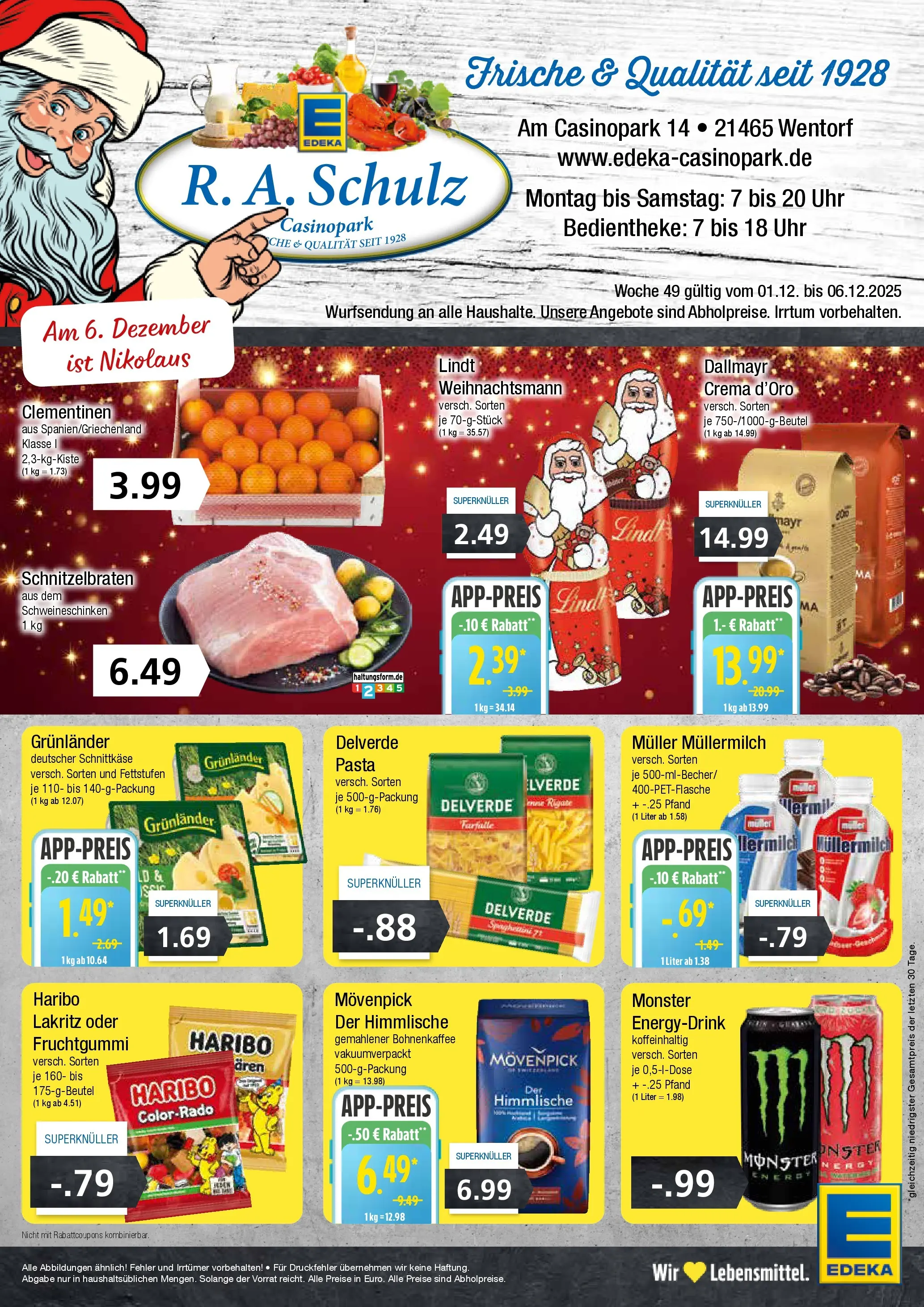 Edeka prospekt Wentorf	 (ab 30.11.2025) » Angebote Online | Seite: 1 | Produkte: Monster, Pasta, Müllermilch, Uhr