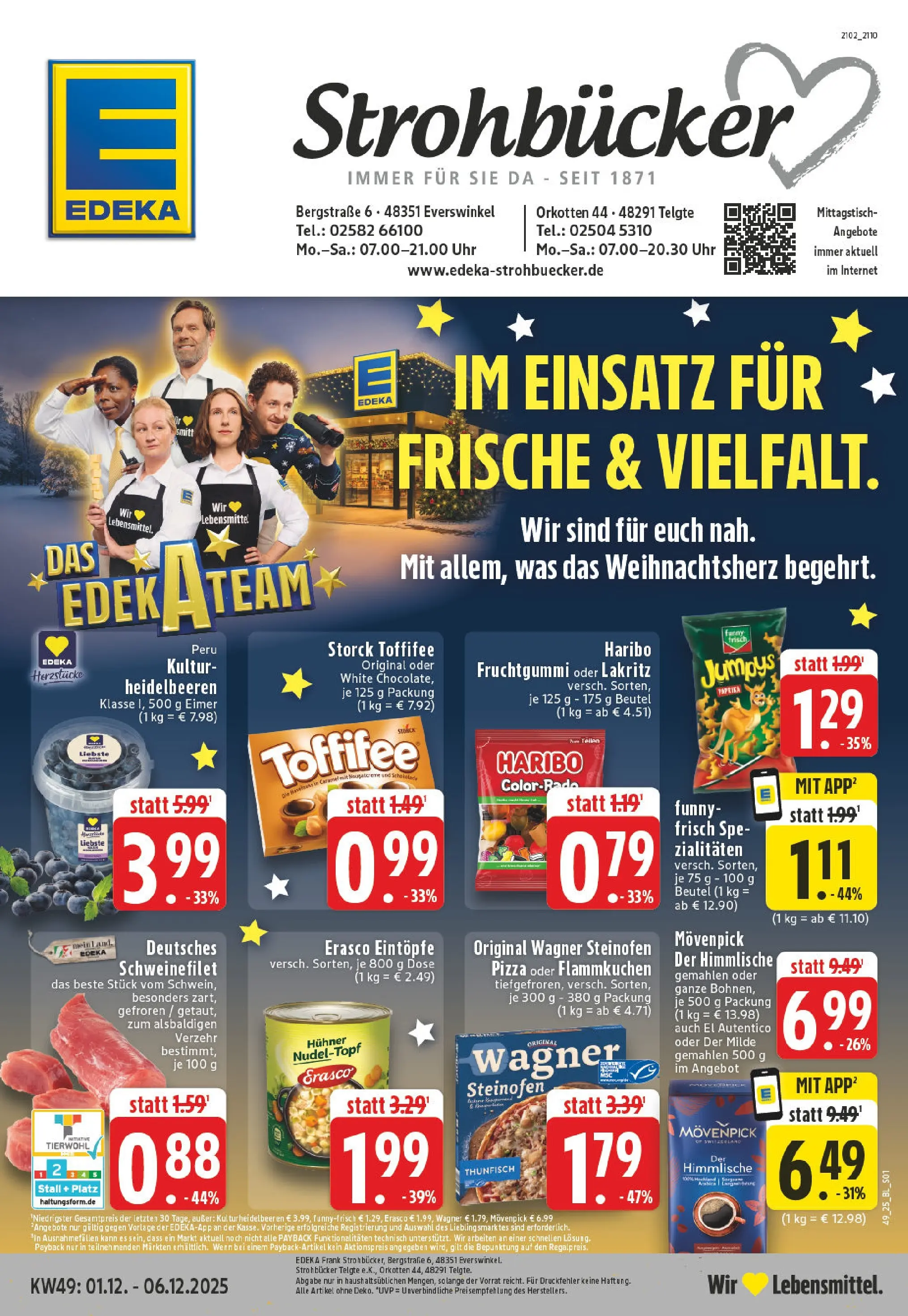Edeka prospekt Telgte	 (ab 01.12.2025) » Angebote Online | Seite: 1 | Produkte: Haribo, Thunfisch, Schweinefilet, Paprika