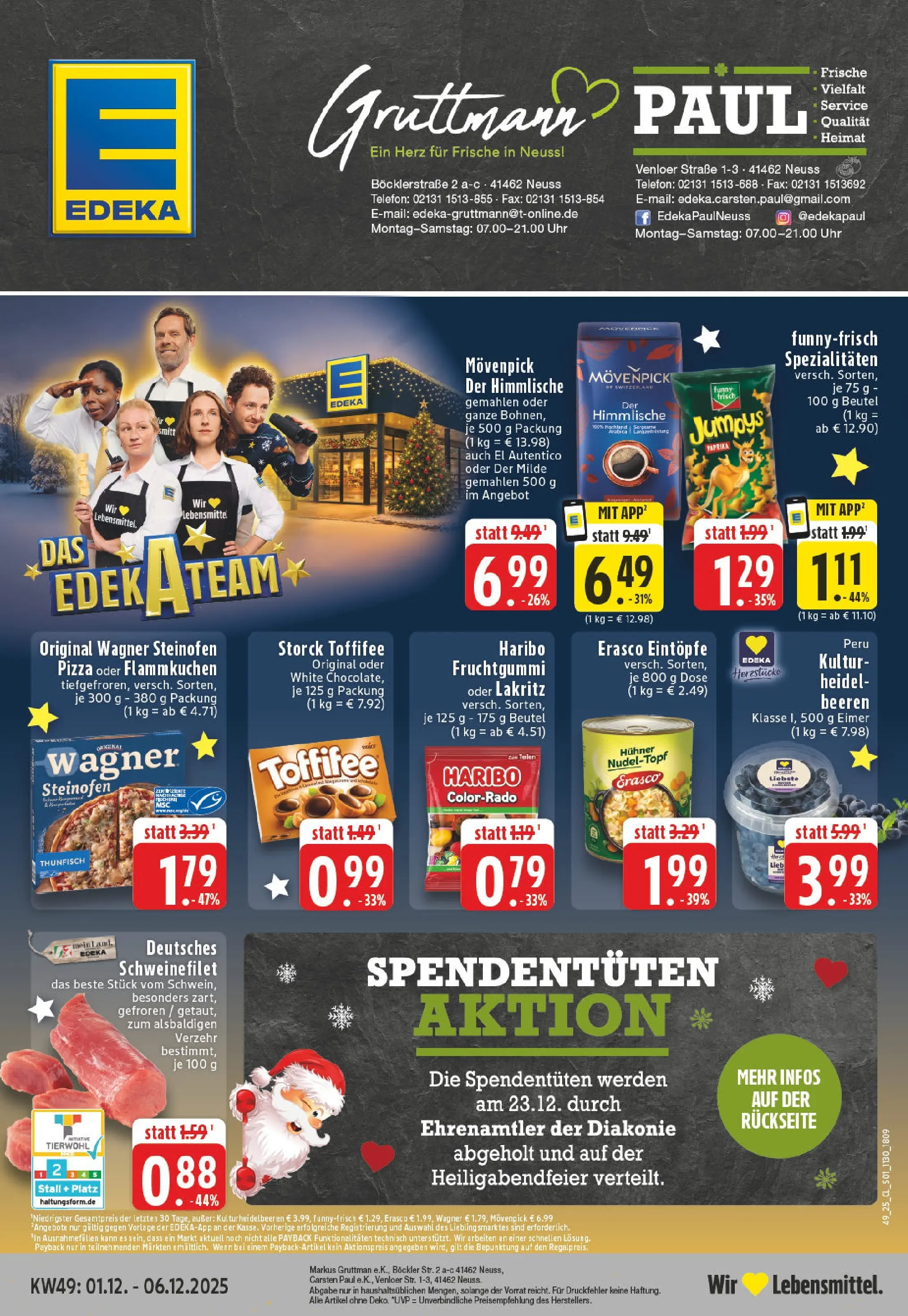 Edeka prospekt Neuss	 (ab 01.12.2025) » Angebote Online | Seite: 1 | Produkte: Haribo, Toffifee, Pizza, Uhr