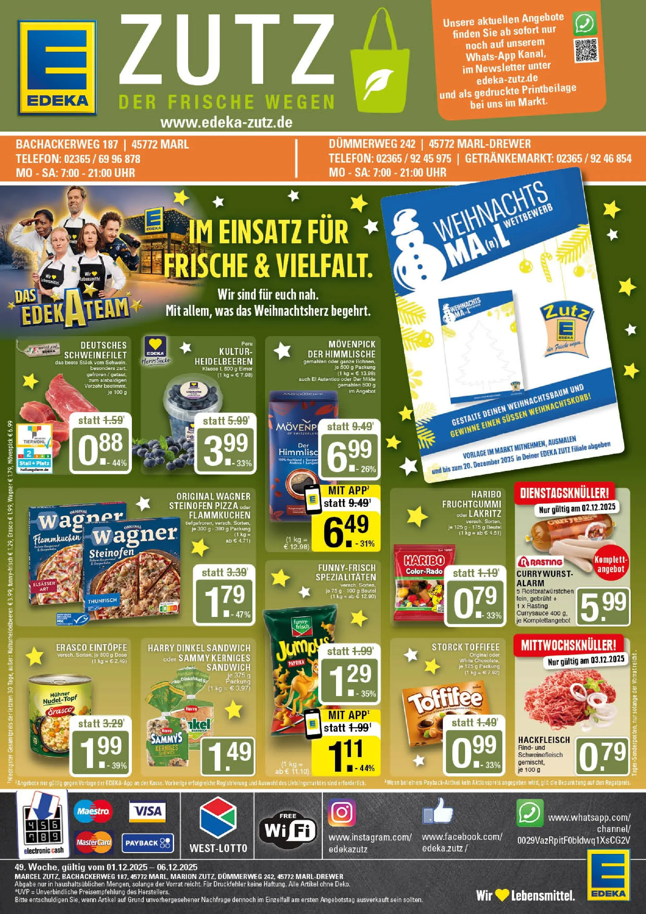 Edeka prospekt Marl	 (ab 01.12.2025) » Angebote Online | Seite: 1 | Produkte: Heidelbeeren, Schweinefilet, Pizza, Telefon
