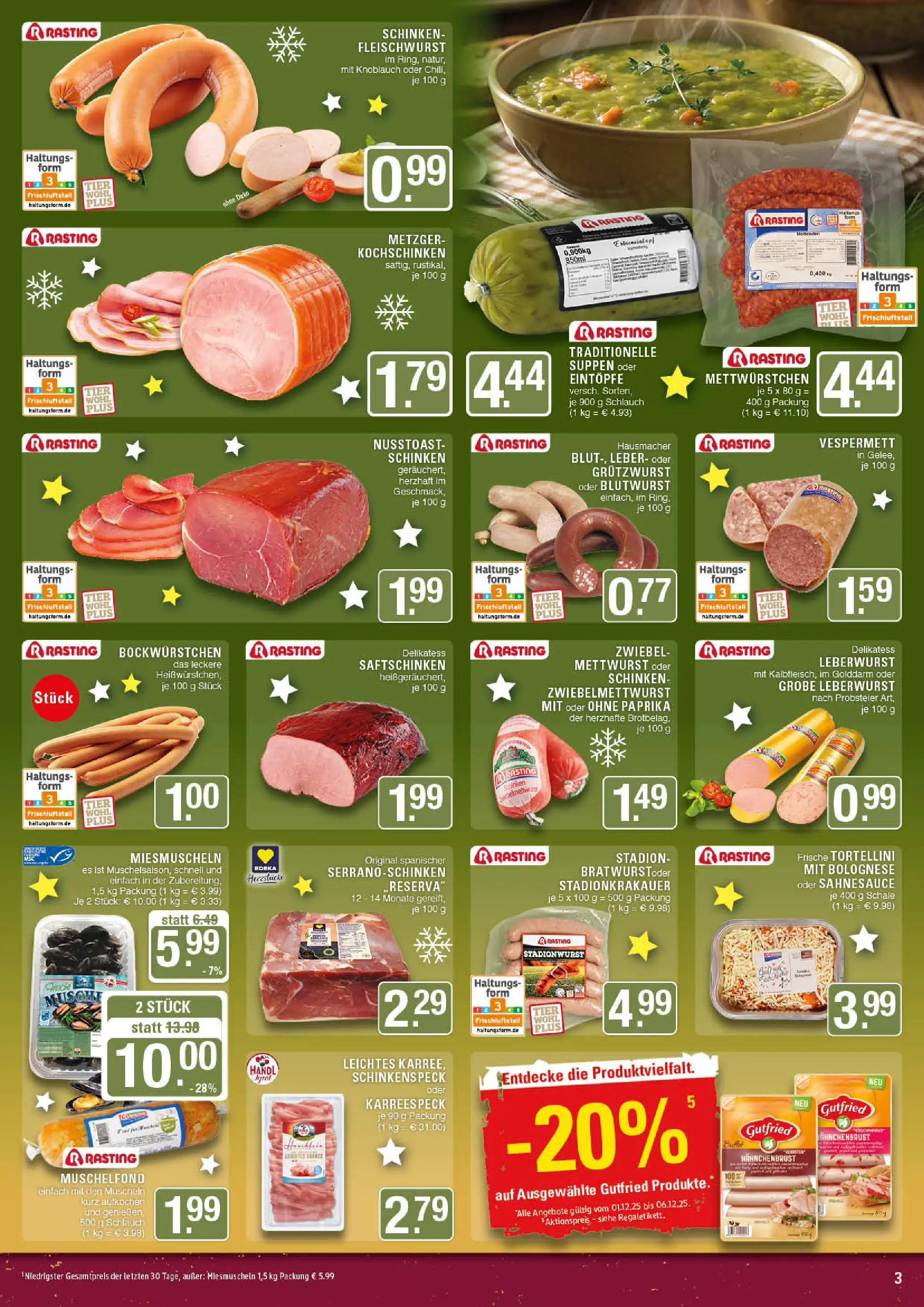 Edeka prospekt Marl	 (ab 01.12.2025) » Angebote Online | Seite: 3 | Produkte: Paprika, Knoblauch, Schinken, Hahnchenbrust