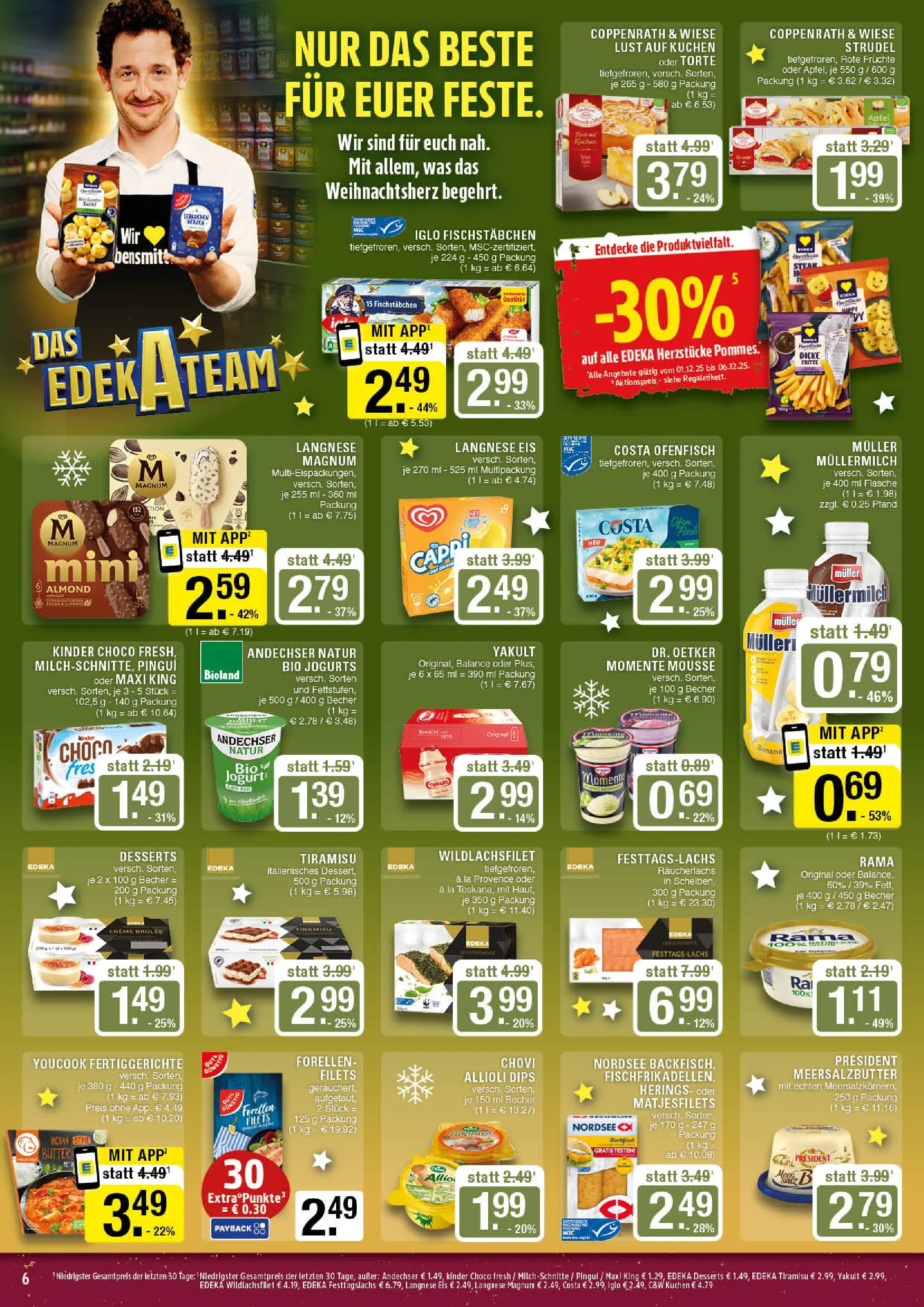 Edeka prospekt Marl	 (ab 01.12.2025) » Angebote Online | Seite: 6 | Produkte: Butter, Iglo, Äpfel, Eis