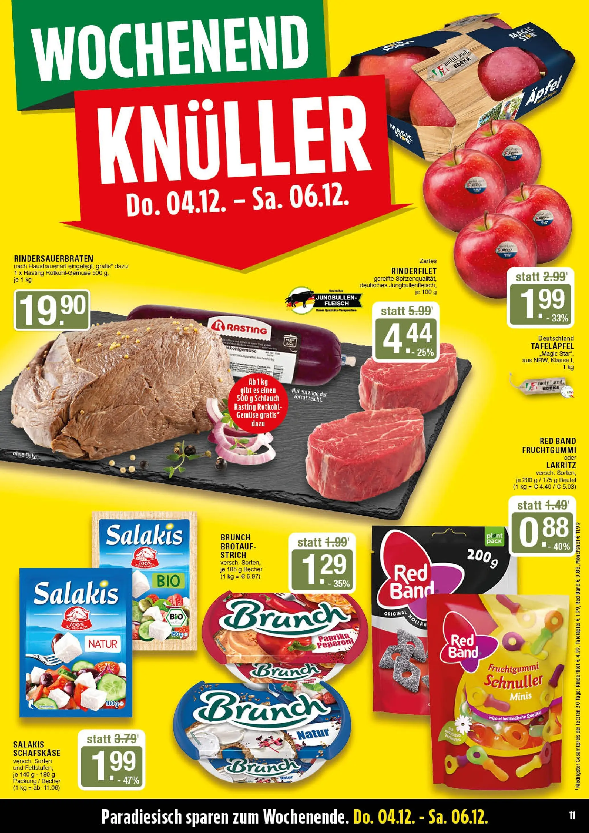 Edeka prospekt Marl	 (ab 01.12.2025) » Angebote Online | Seite: 11 | Produkte: Monchshof, Rinderfilet, Salakis, Fleisch