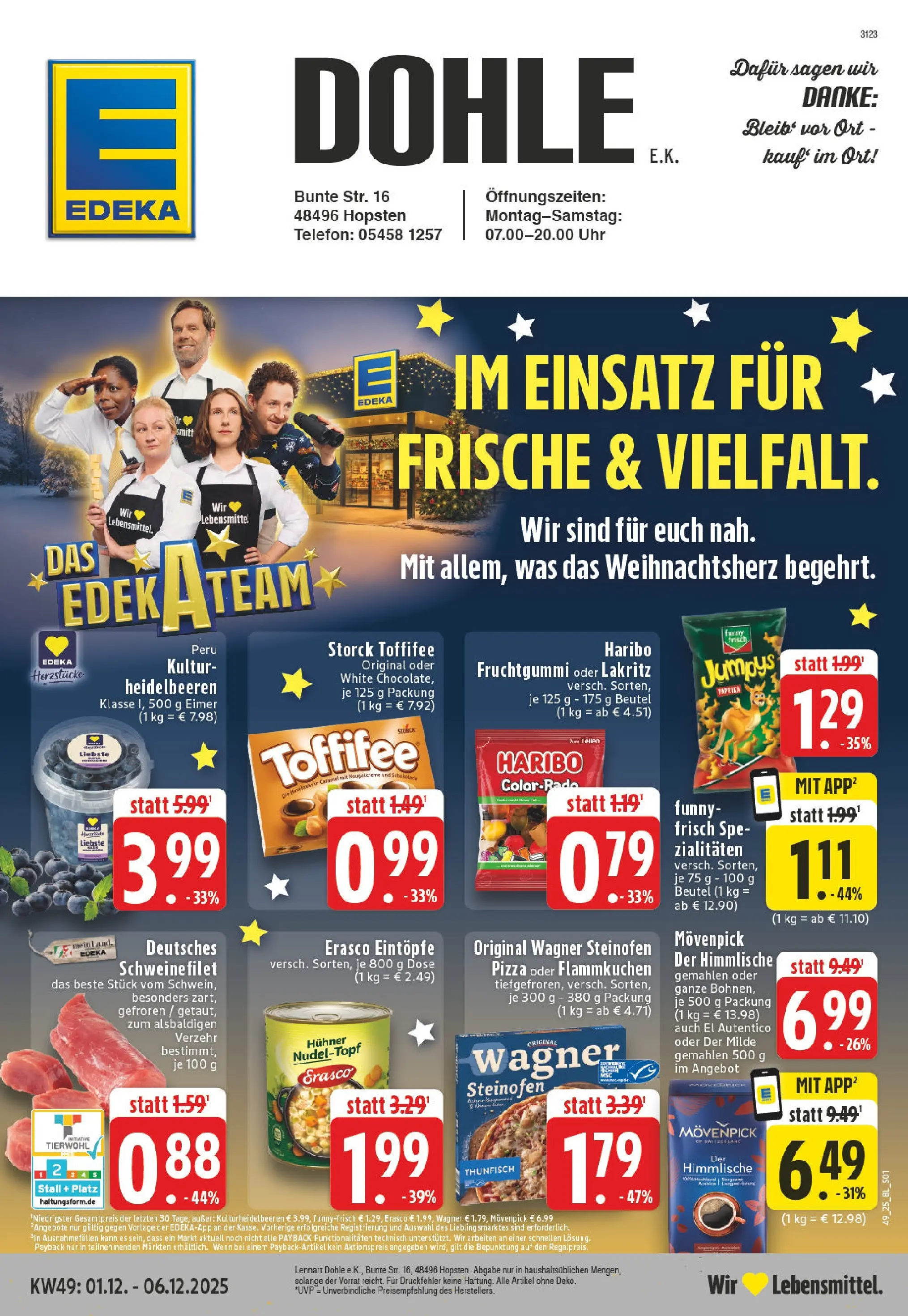 Edeka prospekt Hopsten	 (ab 01.12.2025) » Angebote Online | Seite: 1 | Produkte: Thunfisch, Heidelbeeren, Paprika, Chips