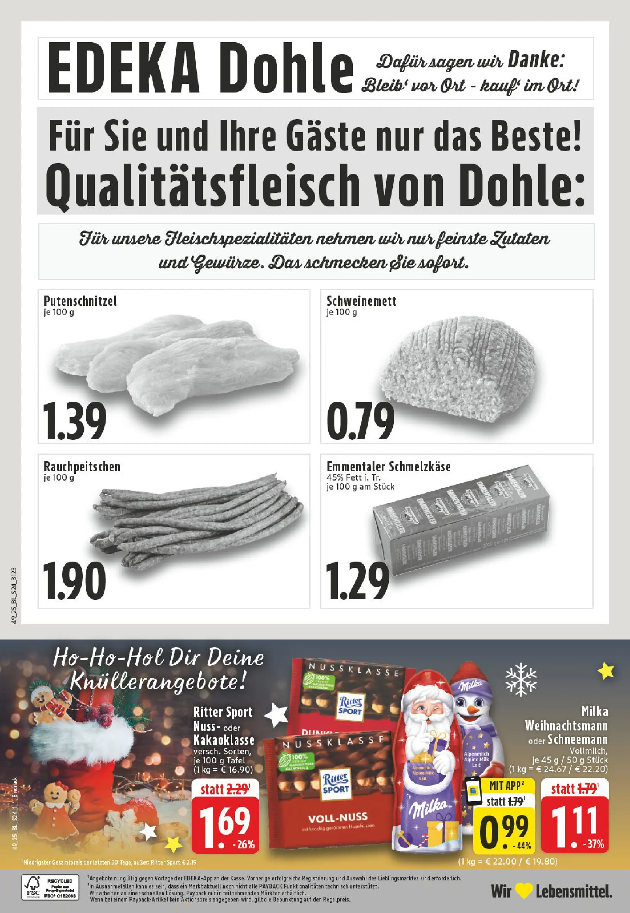 Edeka prospekt Hopsten	 (ab 01.12.2025) » Angebote Online | Seite: 24 | Produkte: Ritter sport, Milka, Putenschnitzel