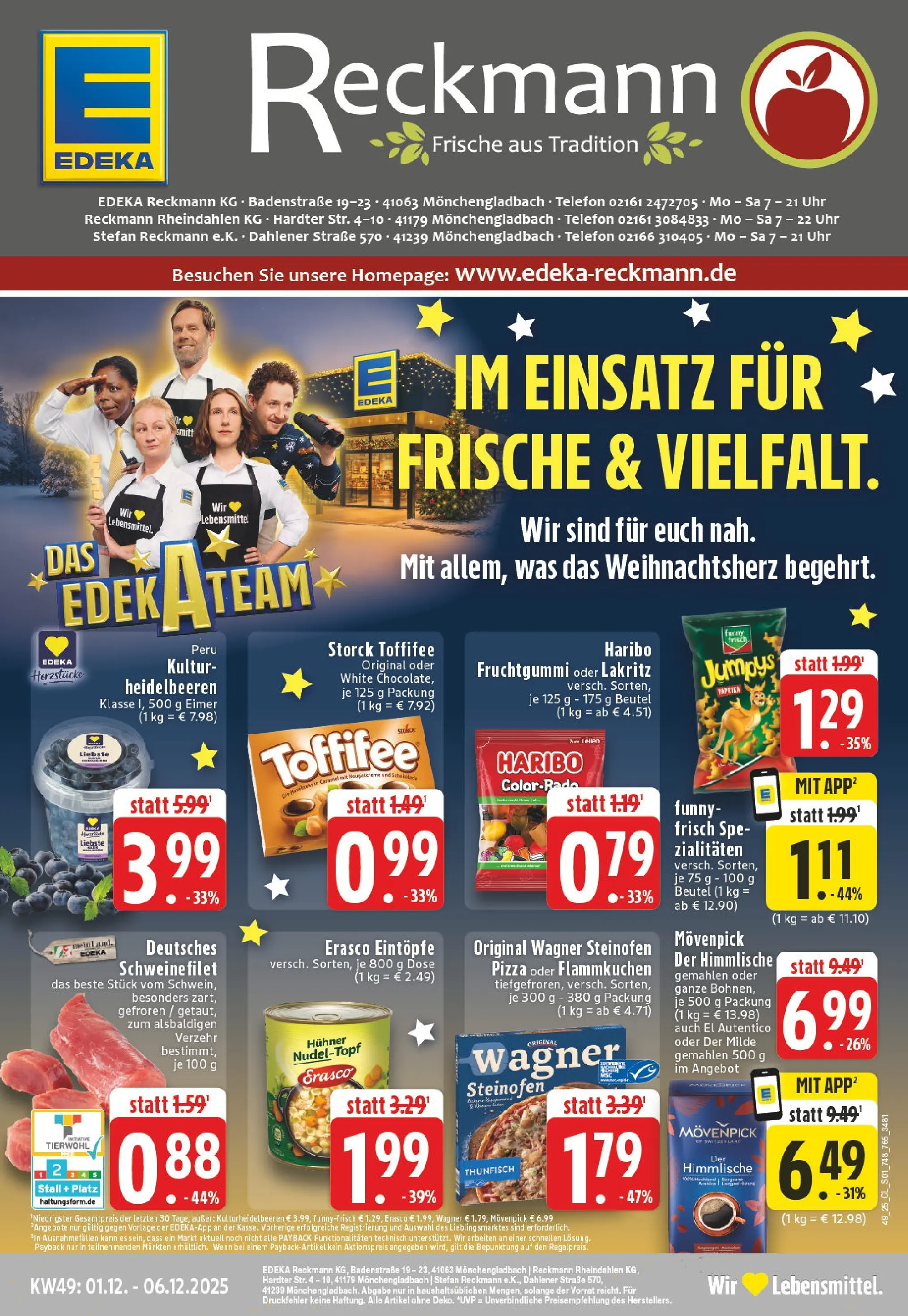 Edeka prospekt Mönchengladbach	 (ab 01.12.2025) » Angebote Online | Seite: 1 | Produkte: Haribo, Thunfisch, Toffifee, Telefon