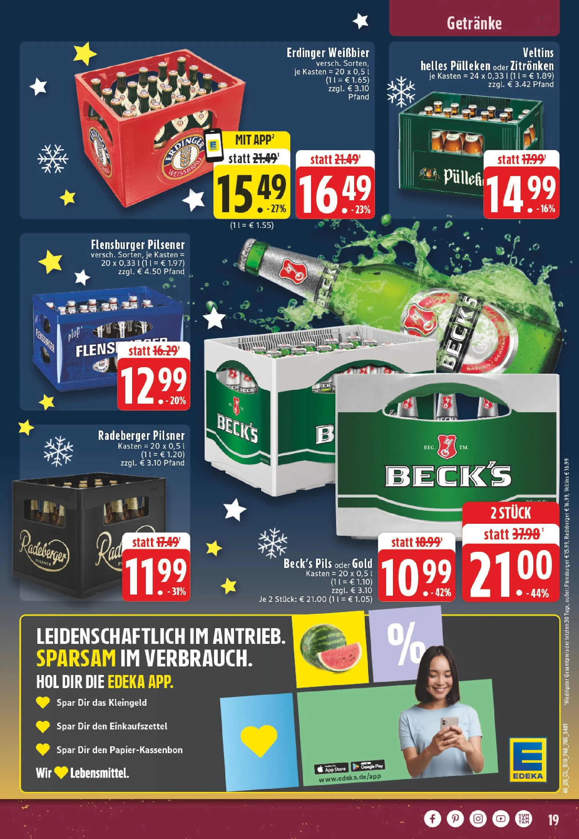 Edeka prospekt Mönchengladbach	 (ab 01.12.2025) » Angebote Online | Seite: 19 | Produkte: Helles pulleken, Weißbier, Pils, Veltins