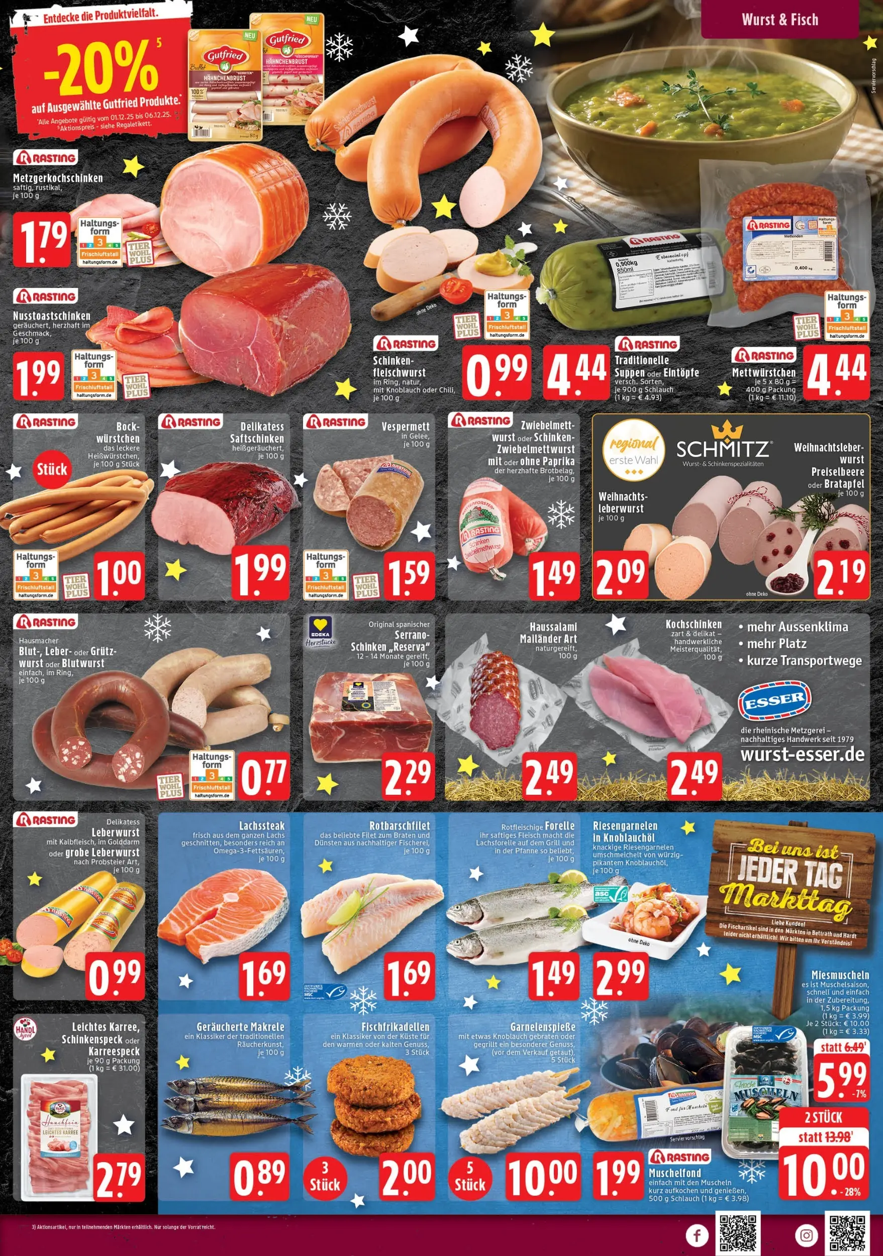 Edeka prospekt Mönchengladbach	 (ab 01.12.2025) » Angebote Online | Seite: 3 | Produkte: Fisch, Salami, Schinken, Steak