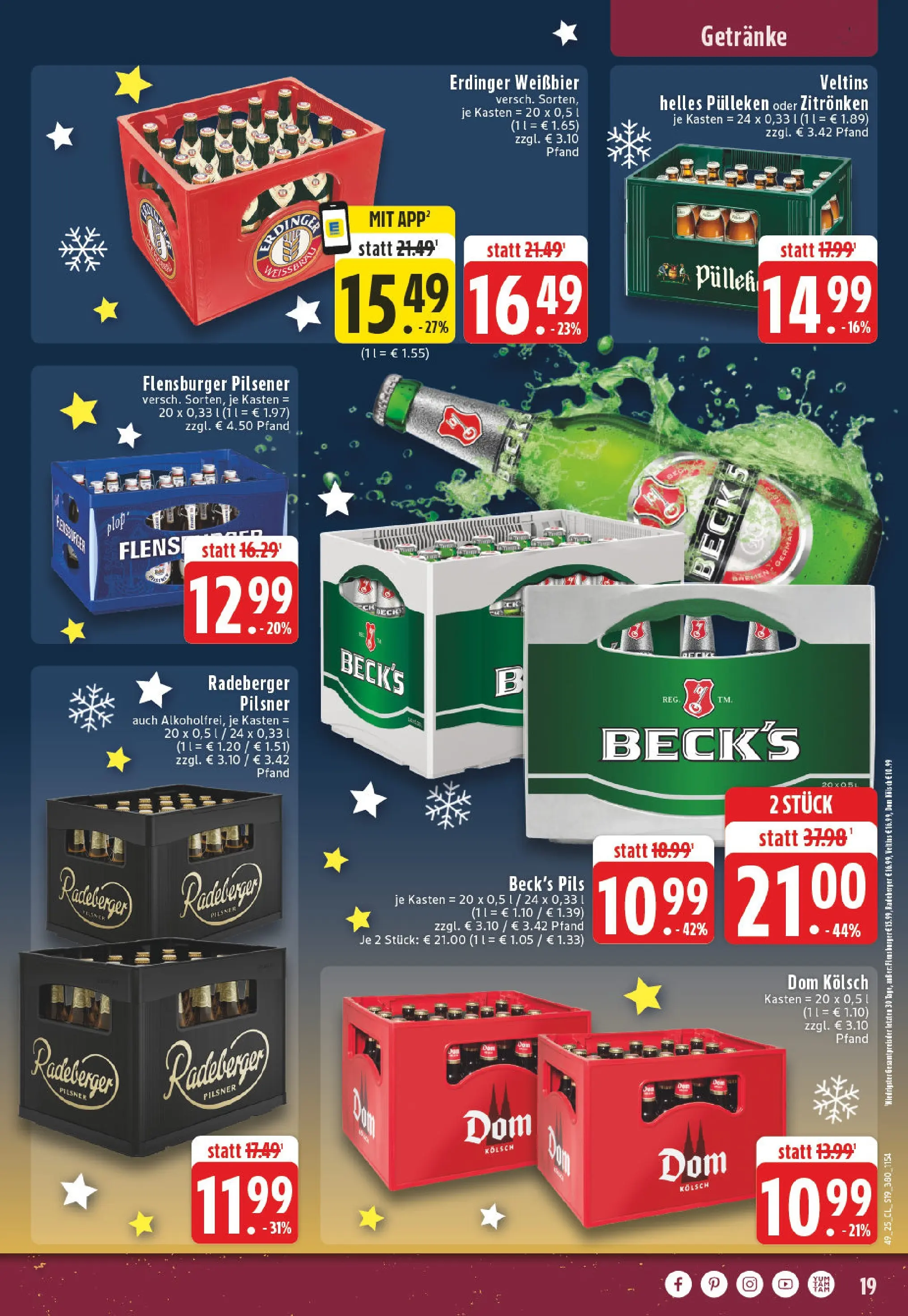 Edeka prospekt Bad Marienberg	 (ab 01.12.2025) » Angebote Online | Seite: 19 | Produkte: Helles pulleken, Erdinger, Weißbier, Pils
