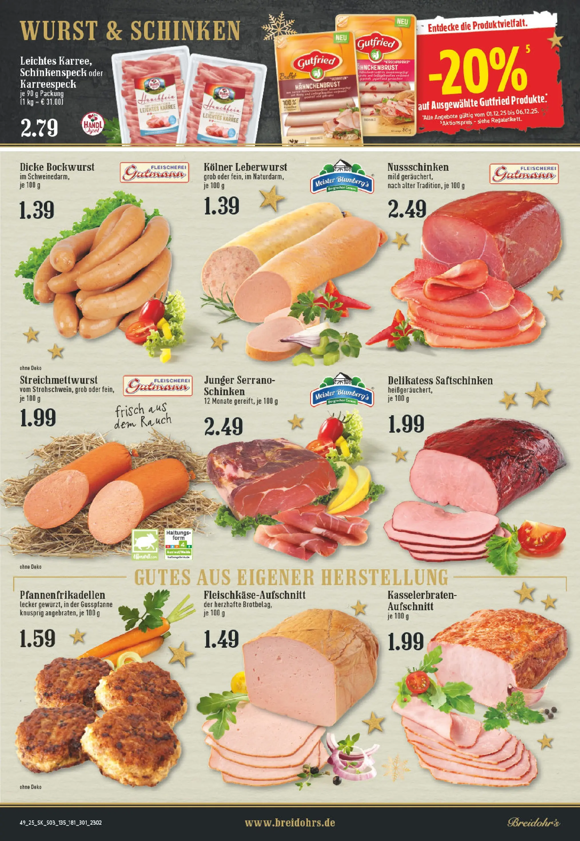 Edeka prospekt Hilden	 (ab 01.12.2025) » Angebote Online | Seite: 3 | Produkte: Bockwurst, Wurst, Schinken, Hahnchenbrust
