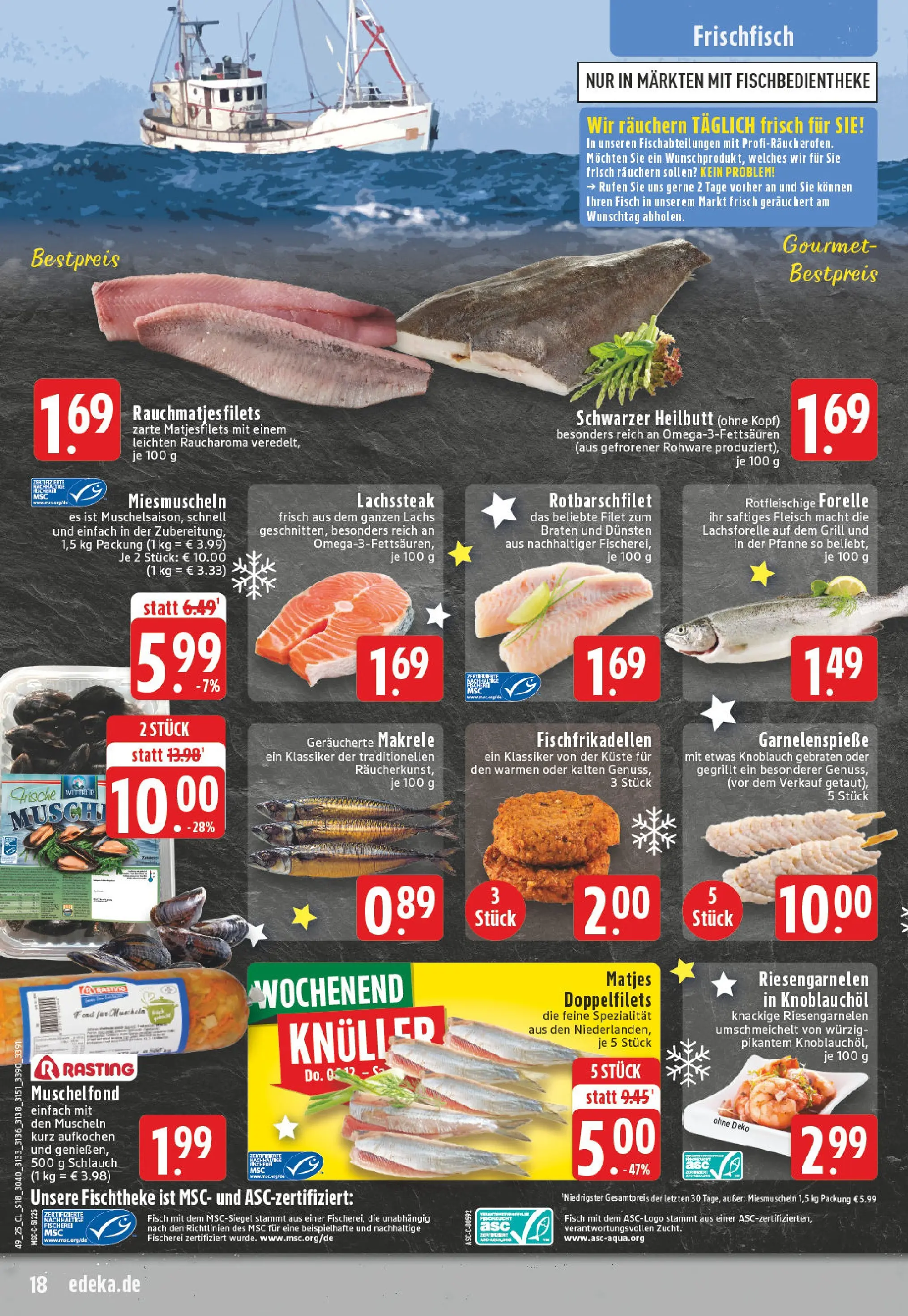 Edeka prospekt Geldern	 (ab 01.12.2025) » Angebote Online | Seite: 18 | Produkte: Fisch, Lachs, Knoblauch, Fleisch