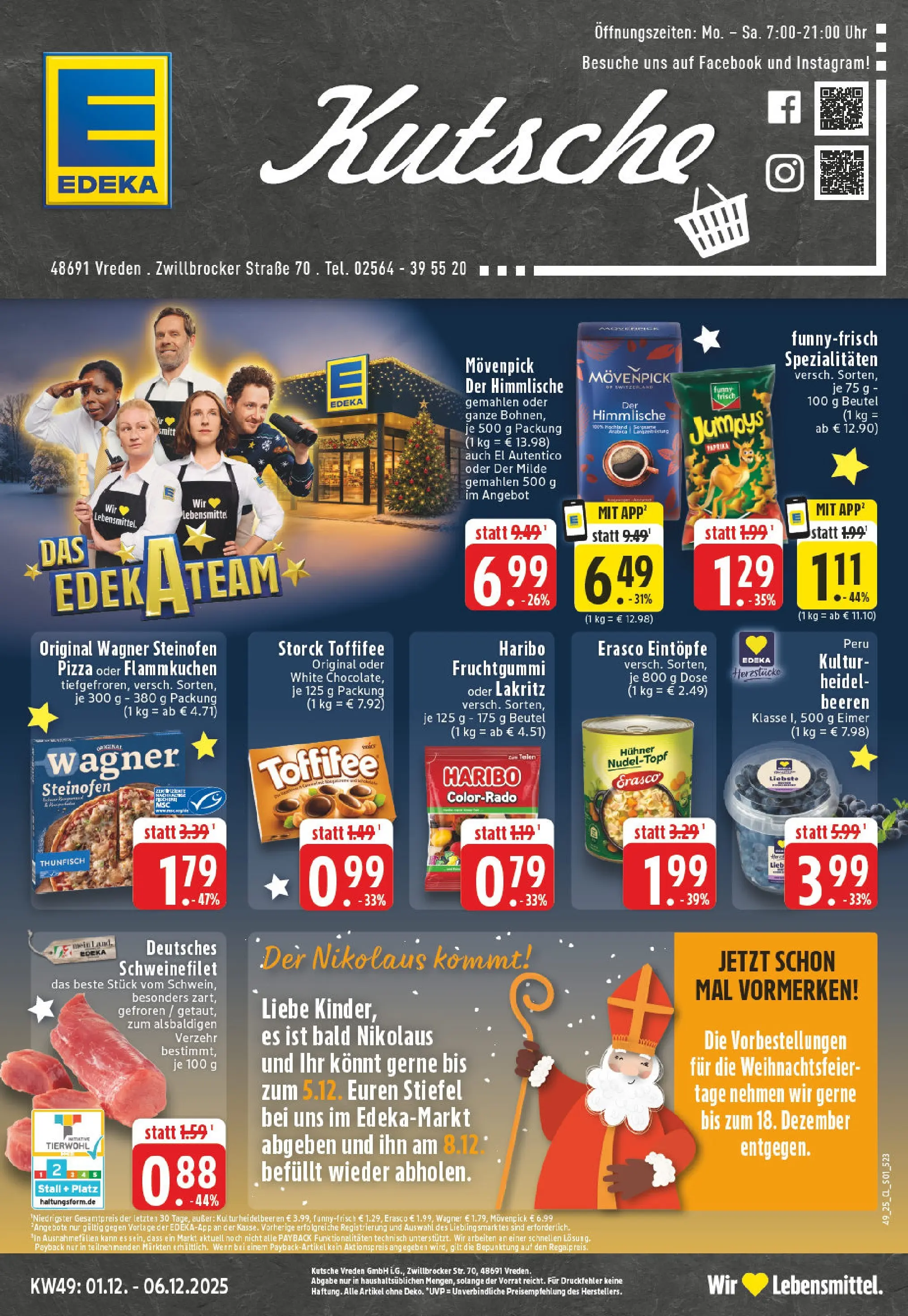 Edeka prospekt Vreden	 (ab 01.12.2025) » Angebote Online | Seite: 1 | Produkte: Haribo, Paprika, Toffifee, Erasco