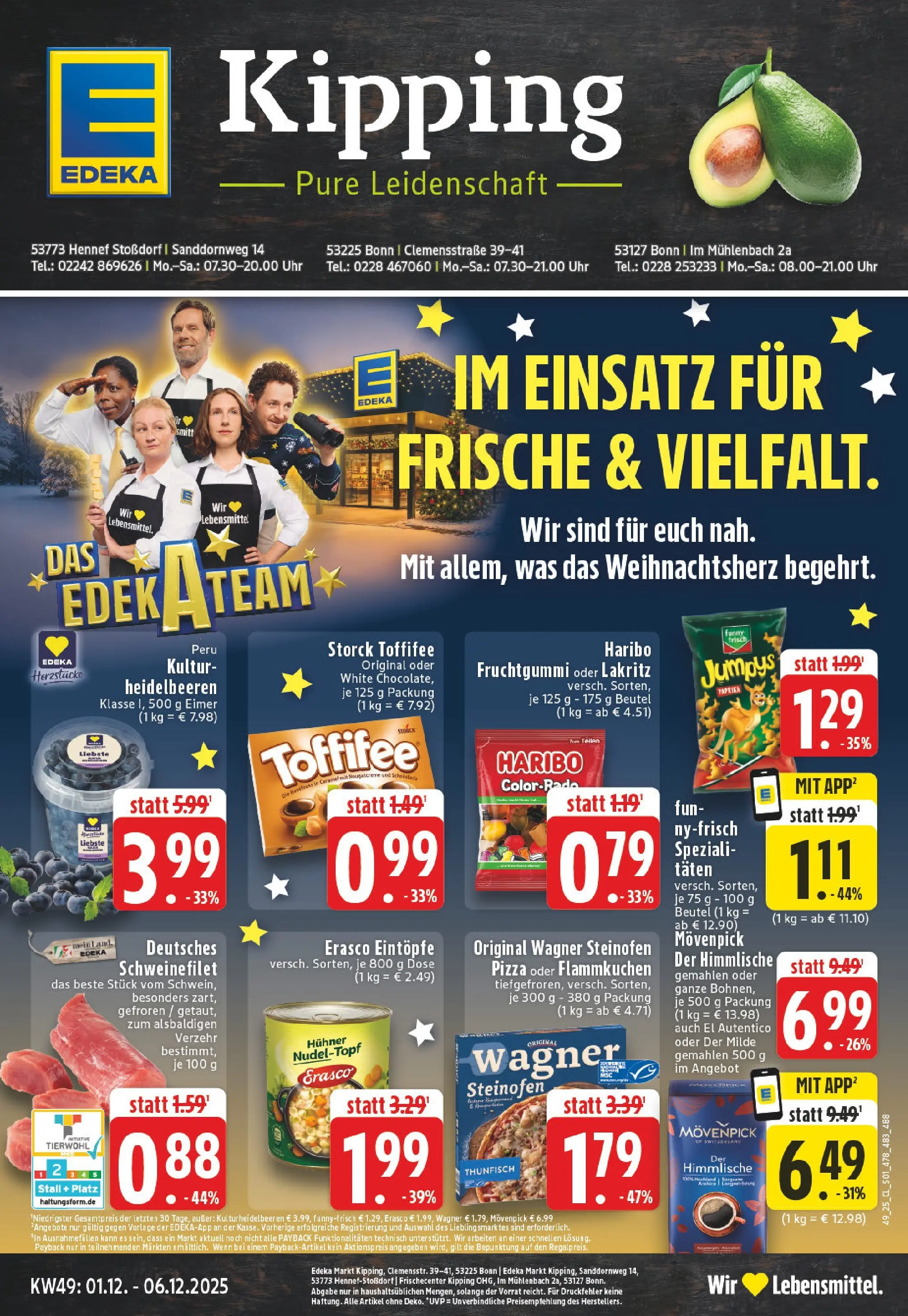 Edeka prospekt Bonn	 (ab 01.12.2025) » Angebote Online | Seite: 1 | Produkte: Haribo, Thunfisch, Heidelbeeren, Schweinefilet