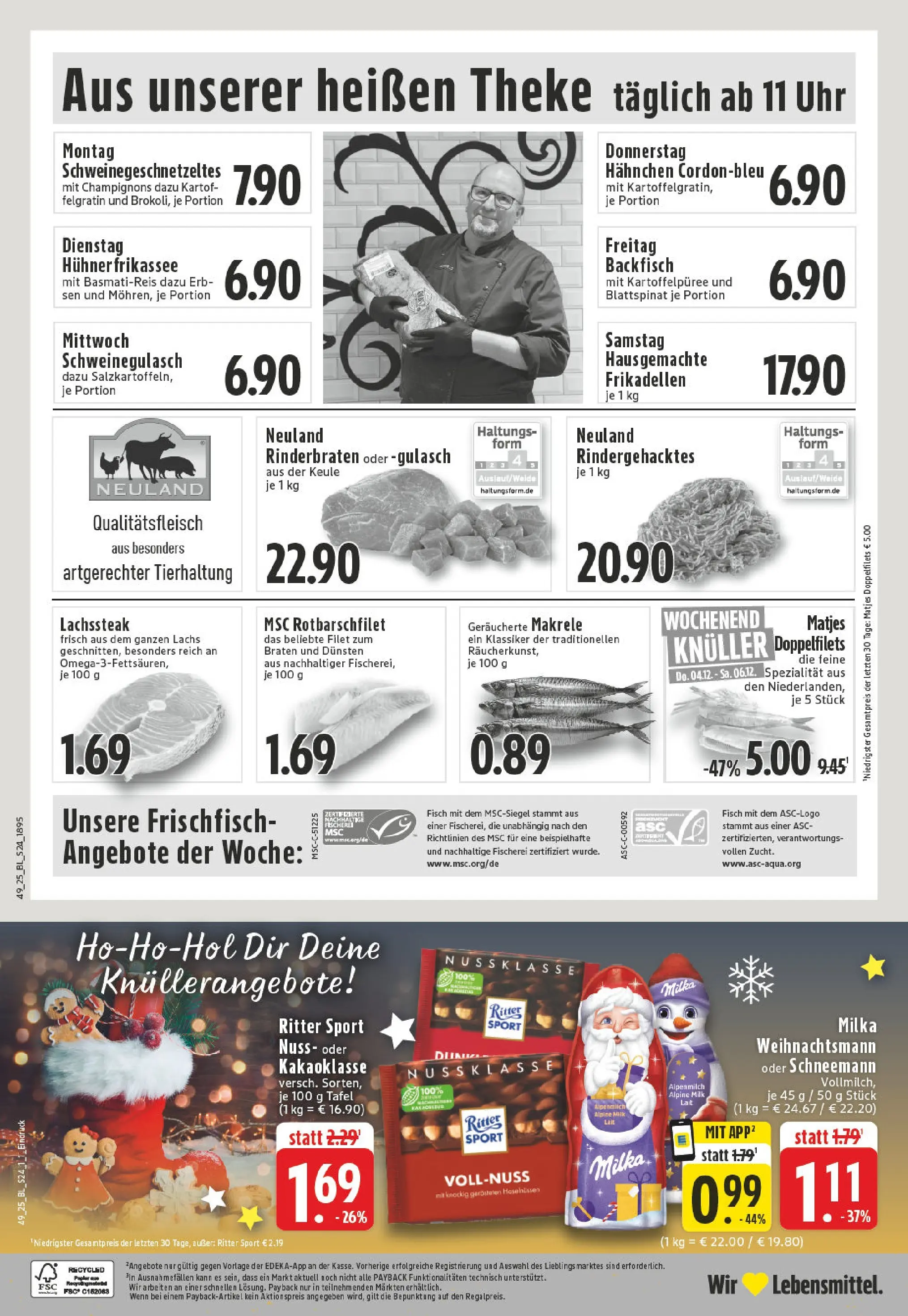 Edeka prospekt Schwerte - Ergste	 (ab 01.12.2025) » Angebote Online | Seite: 24 | Produkte: Ritter sport, Milka, Lachs, Erbsen