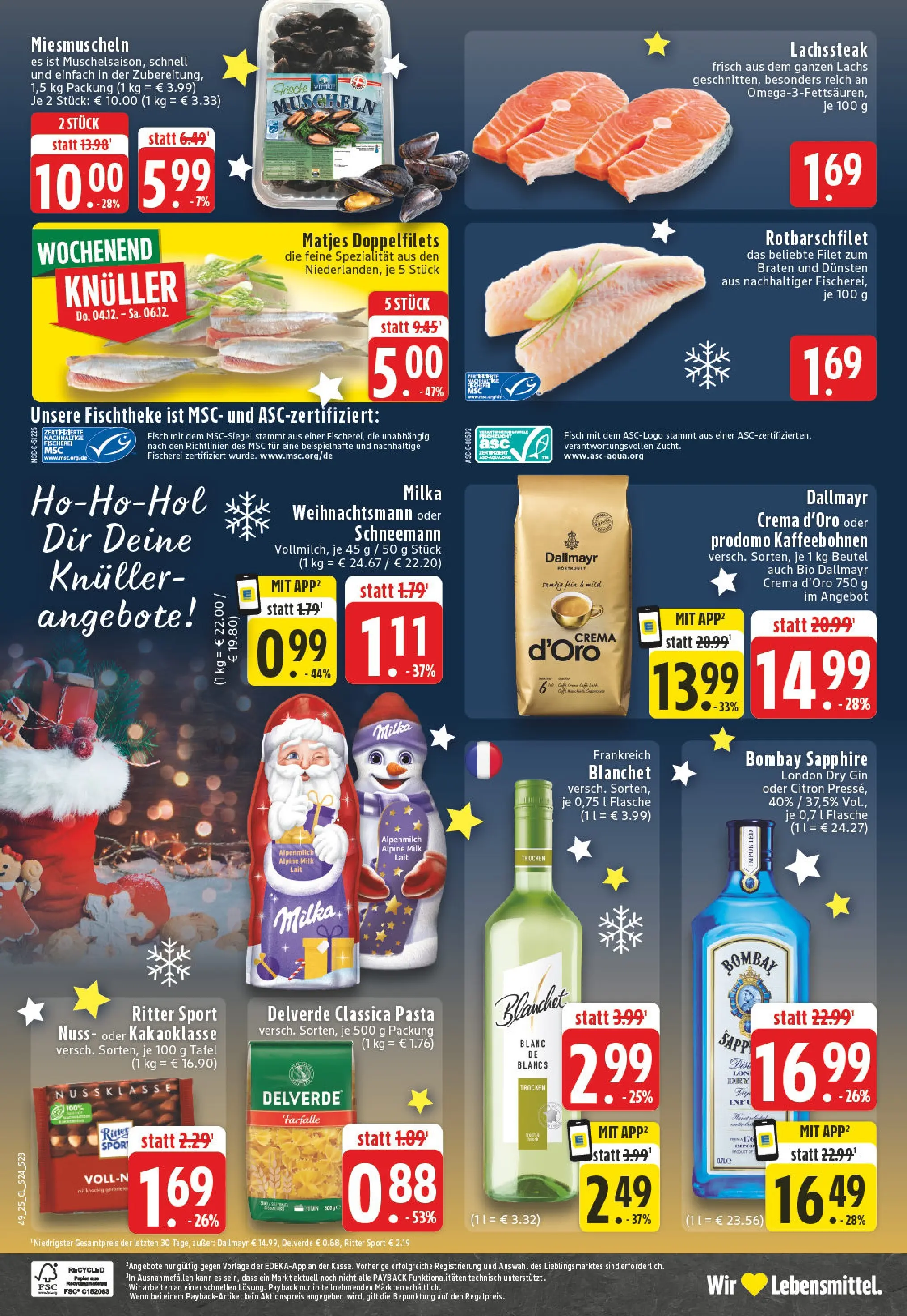Edeka prospekt Vreden	 (ab 01.12.2025) » Angebote Online | Seite: 24 | Produkte: Ritter sport, Lachs, Pasta, Gin