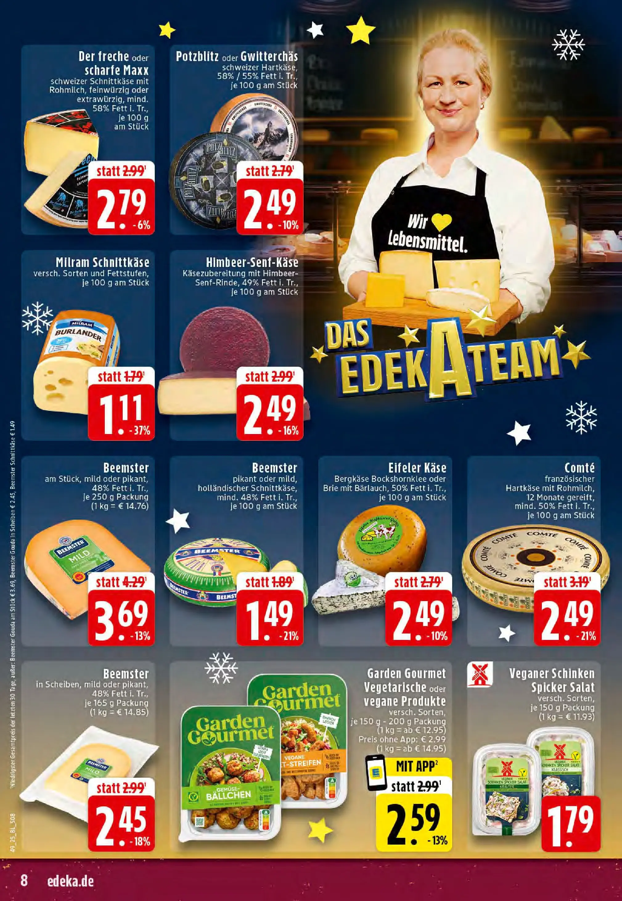 Edeka prospekt Reken-Bahnhof	 (ab 01.12.2025) » Angebote Online | Seite: 8 | Produkte: Käse, Gouda, Schinken, Salat