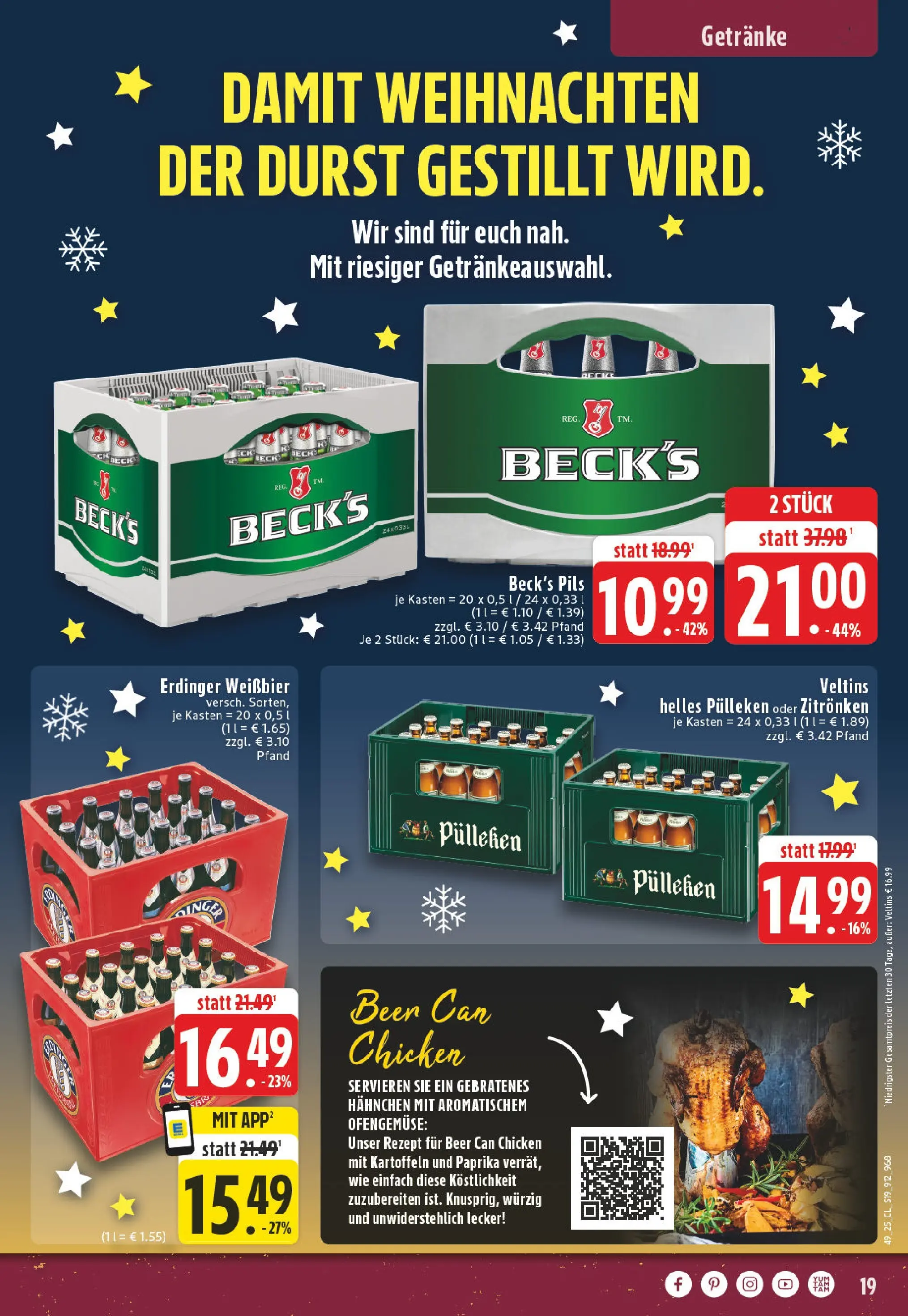 Edeka prospekt Beckum - Neubeckum	 (ab 01.12.2025) » Angebote Online | Seite: 19 | Produkte: Hahnchen, Pils, Paprika, Veltins